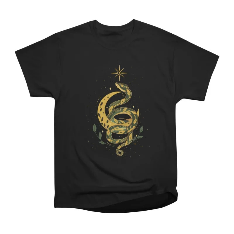 Serpent Moon Sigil Gothic Snake Occult Graphic T-Shirt Tee