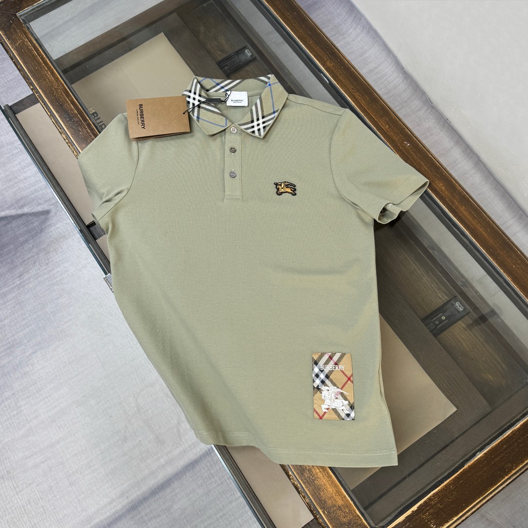 BUR*BERRY Men’s Light Green Short-Sleeve Collared Polo Shirt XL