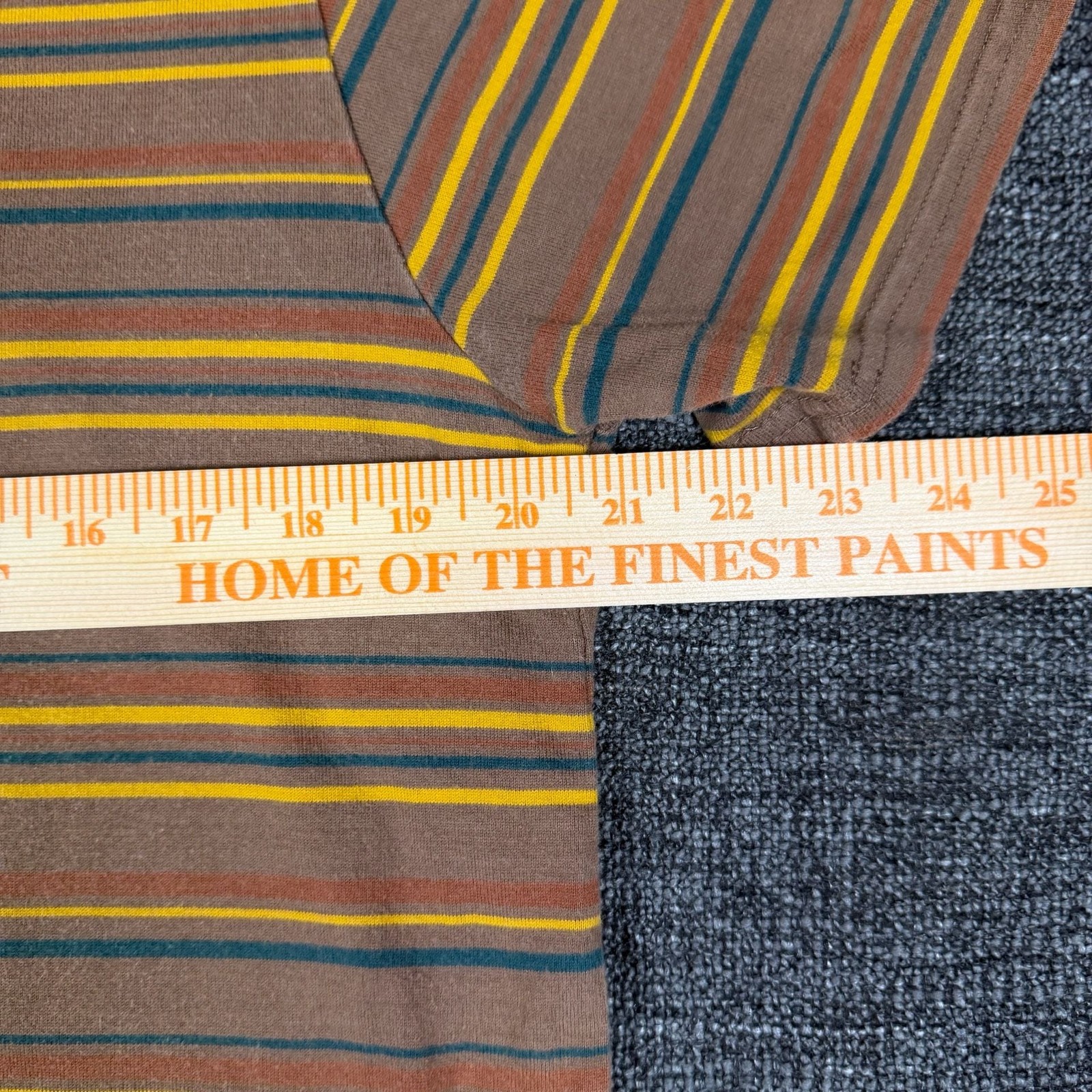 HUF Striped Knit T-Shirt Brown and Yellow Multi Stripe
