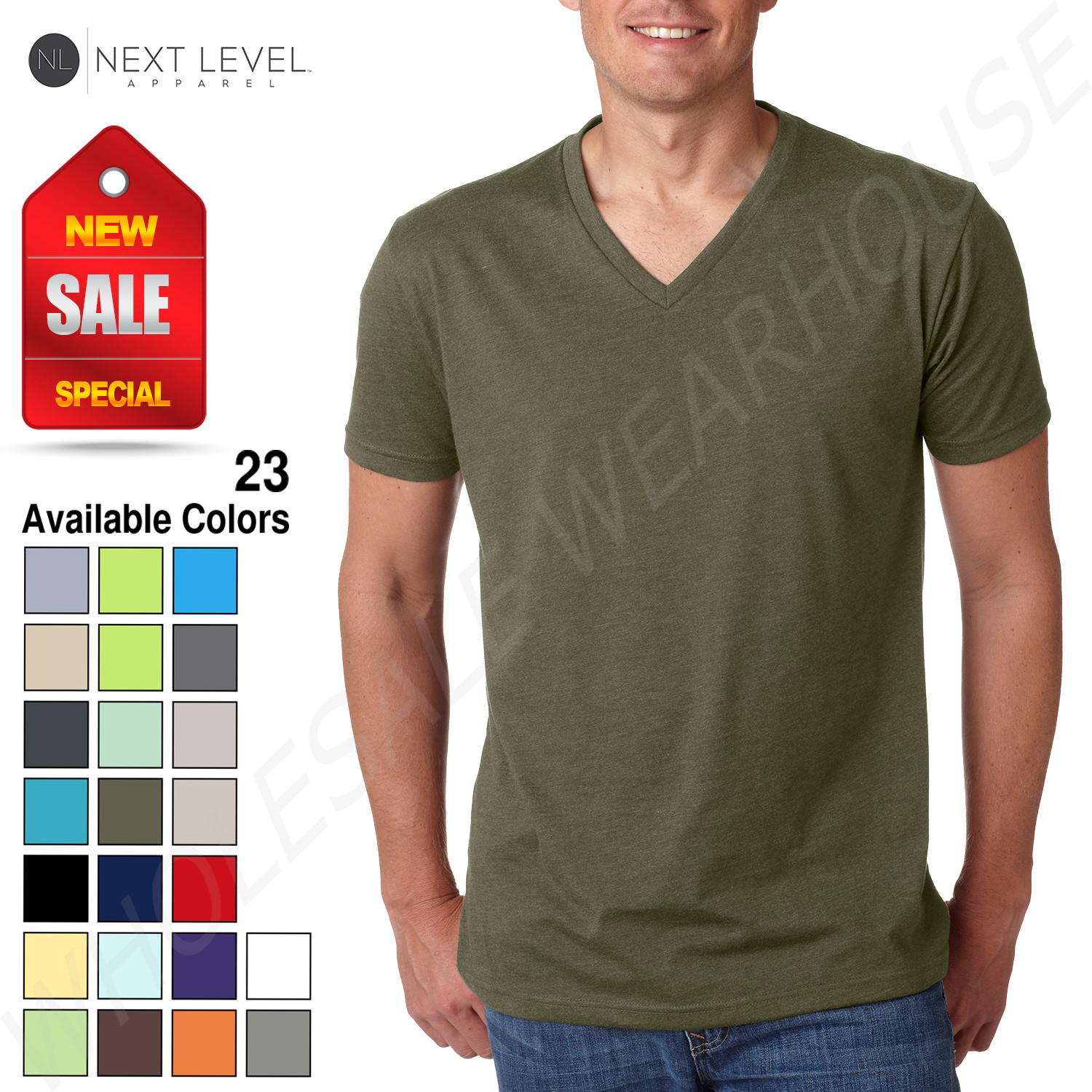 Next Level Men’s Premium CVC V-Neck Soft S-XL T-Shirt R-6240