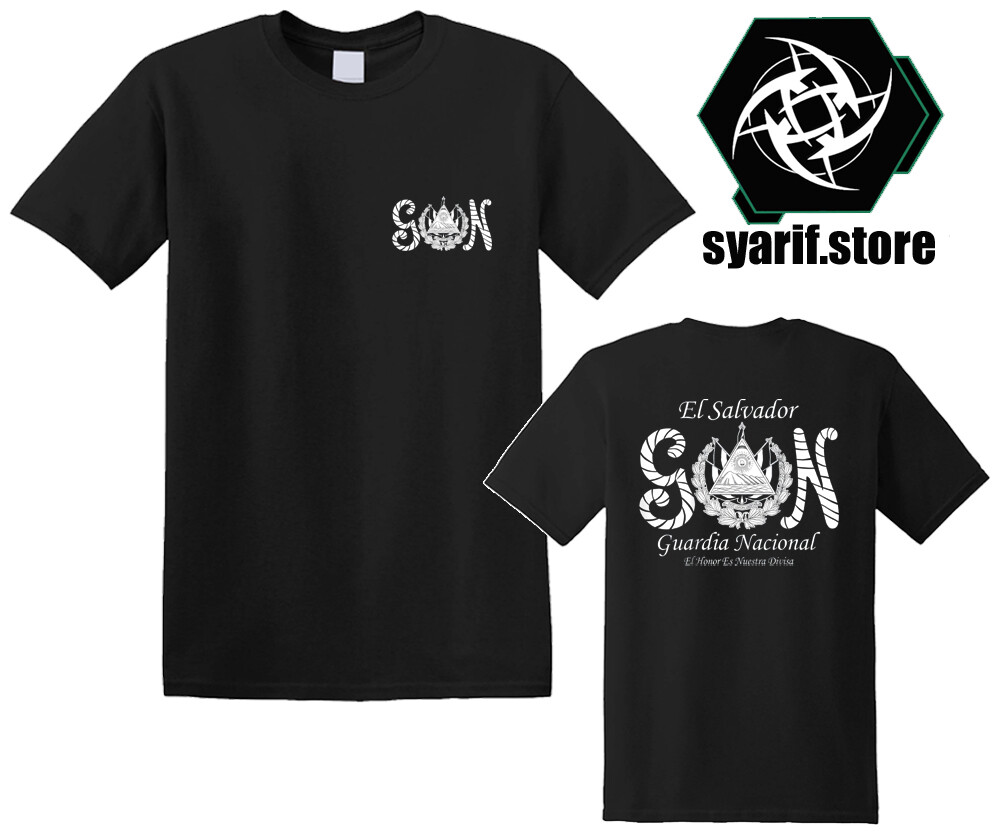 El Salvador Guardia Nacional Army Military Men’s Black T-Shirt Size S to 5XL