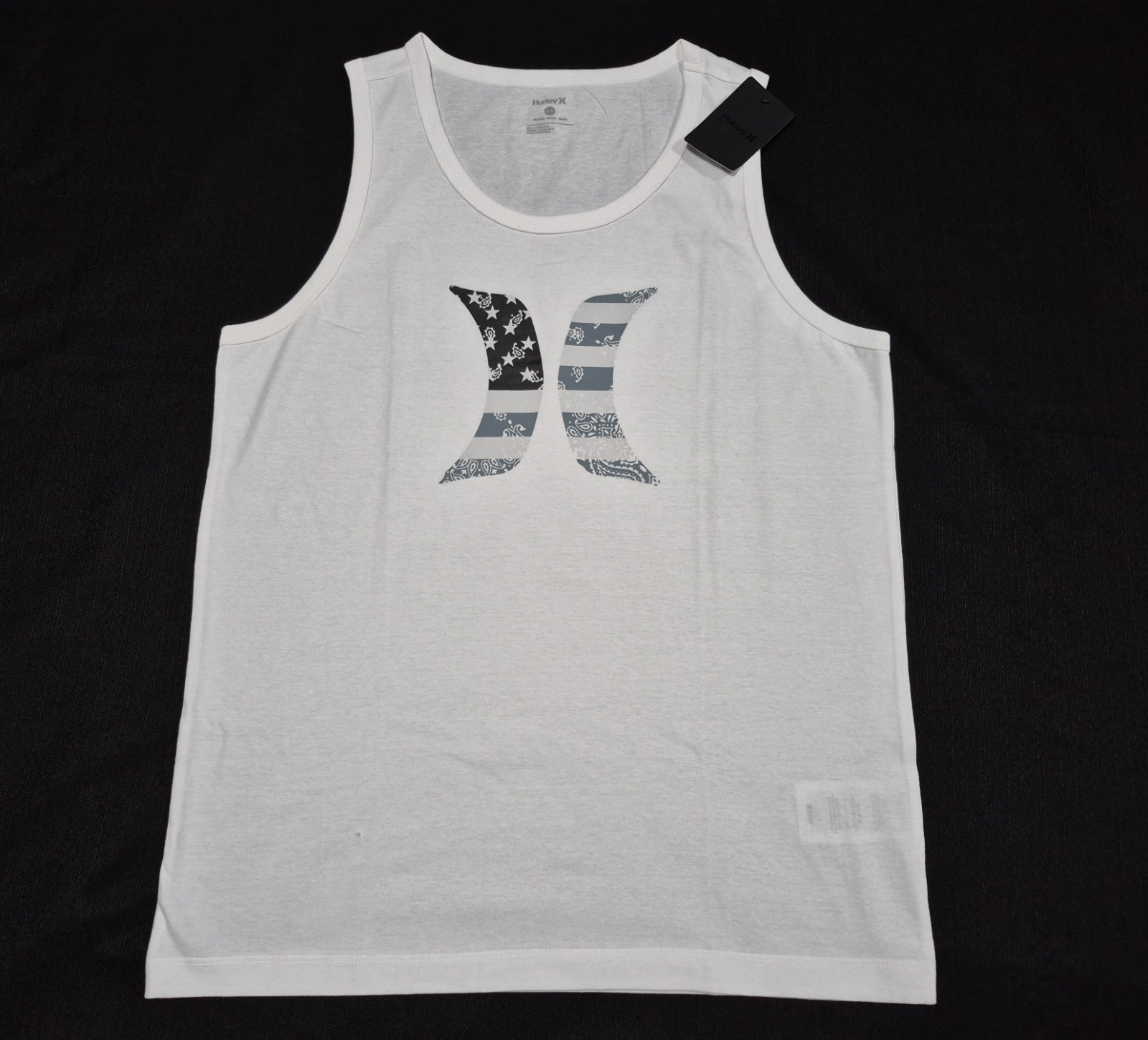 Hurley Men’s Found Nation American Icon Graphic White Tank Top White