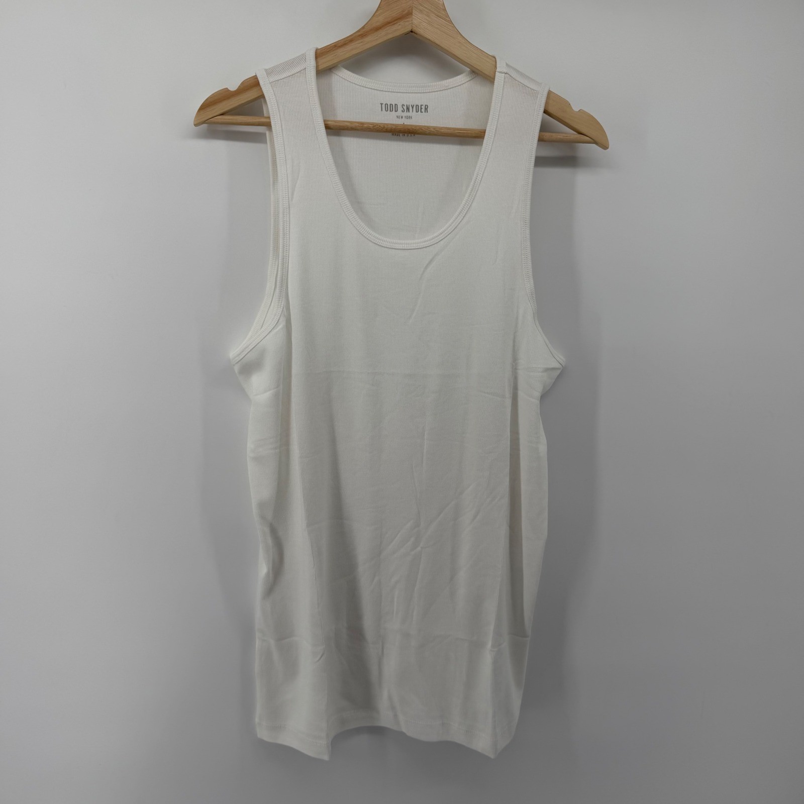 Todd Snyder Tank Top Mens L White Ribbed Tank Top KN1270422 Pima Cotton Modal