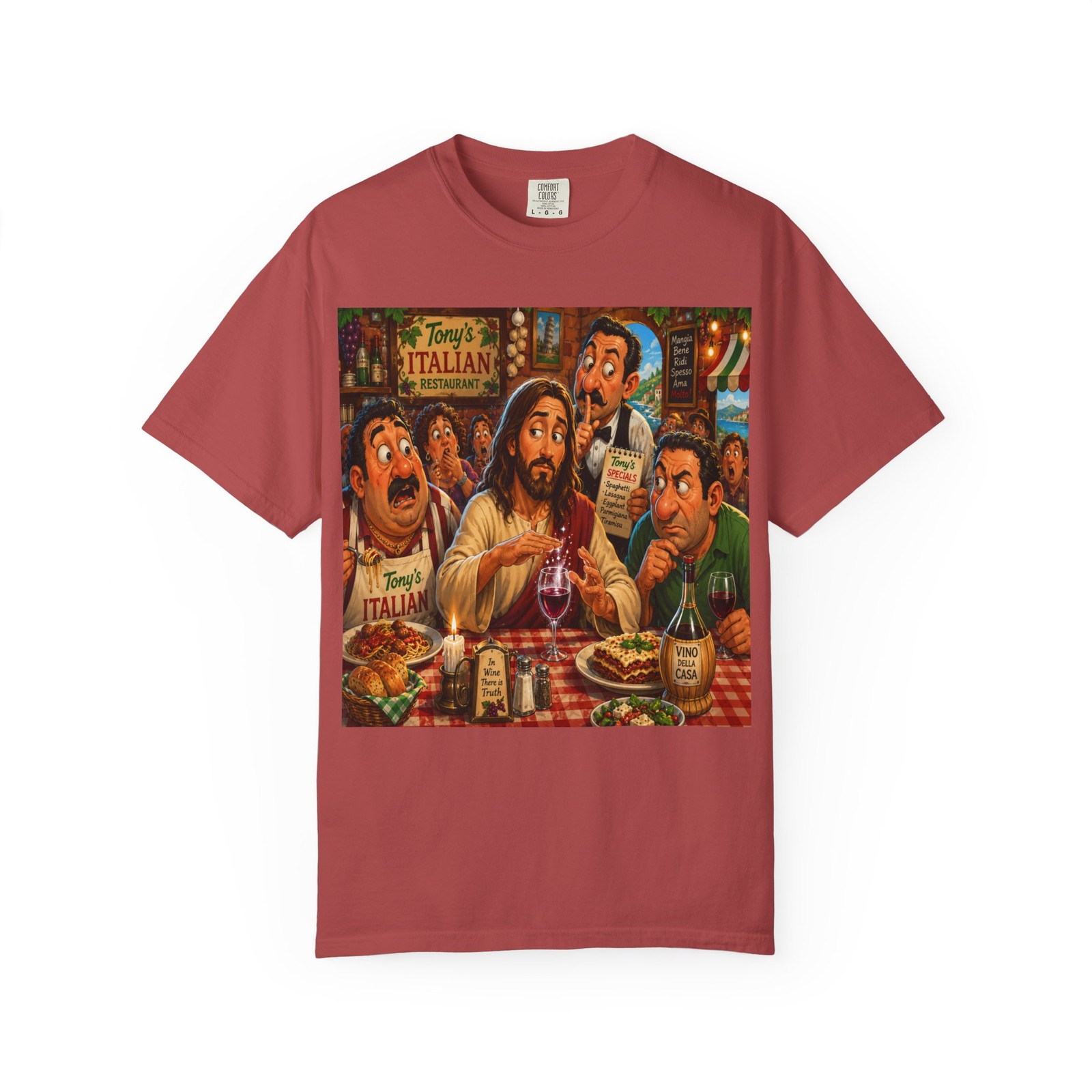 Jesus Turning His Water Into Wine Scene T-shirt | Italian Parlor Illustration
