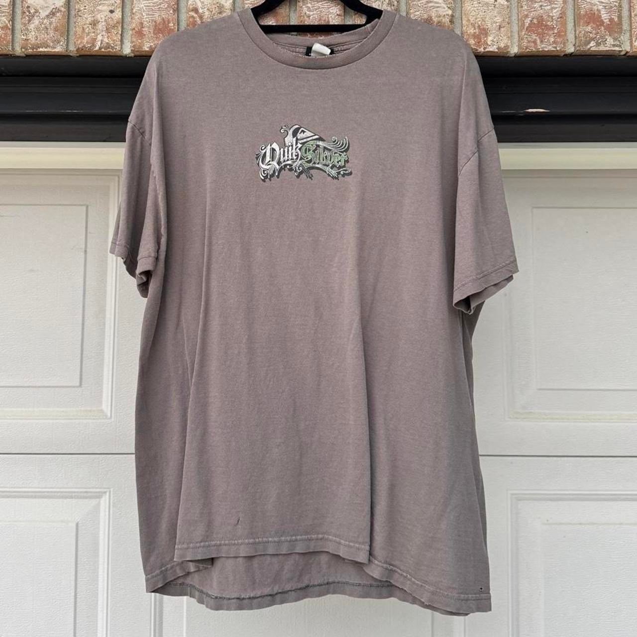 GREY 00s QUIKSILVER GRUNGE LOGO GRAPHIC TEE