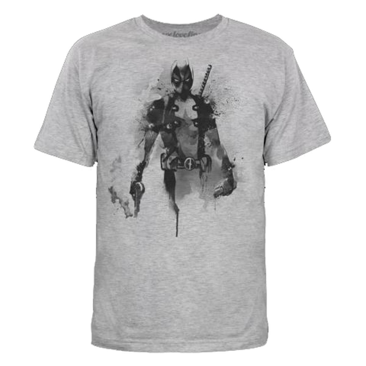 Marvel DEADPOOL SUMI-E JAPANESE Charcoal Grey Adult Licensed T-Shirt – S-2XL