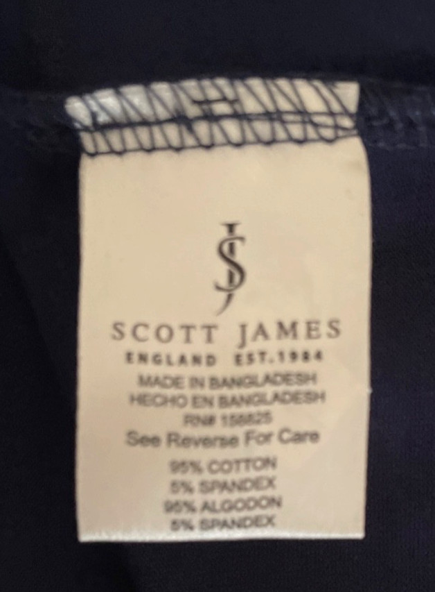 NWT SCOTT JAMES ENGLAND Ringer T-Shirt Embroidered Logo Stripe Accents Men’s L