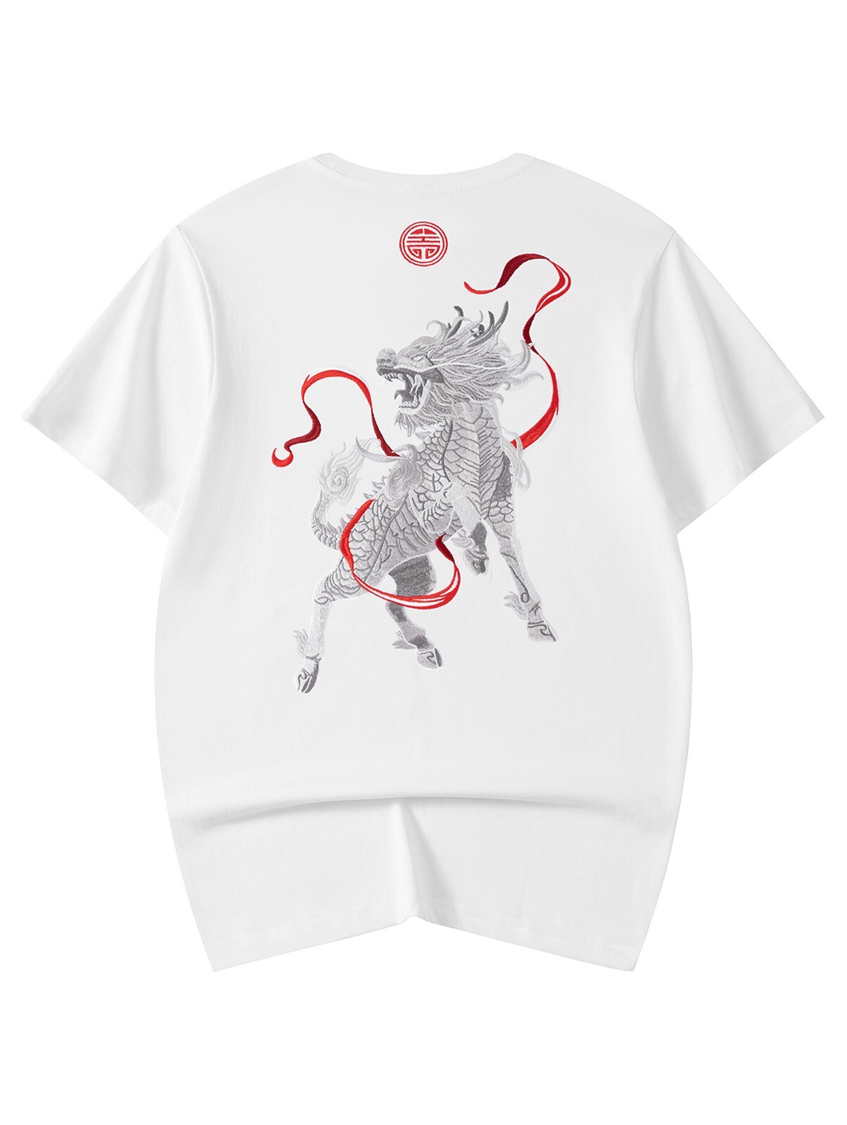 Niepce Men’s Raging Kirin Embroidery Graphic Tee Japanese Streetwear T-Shirt