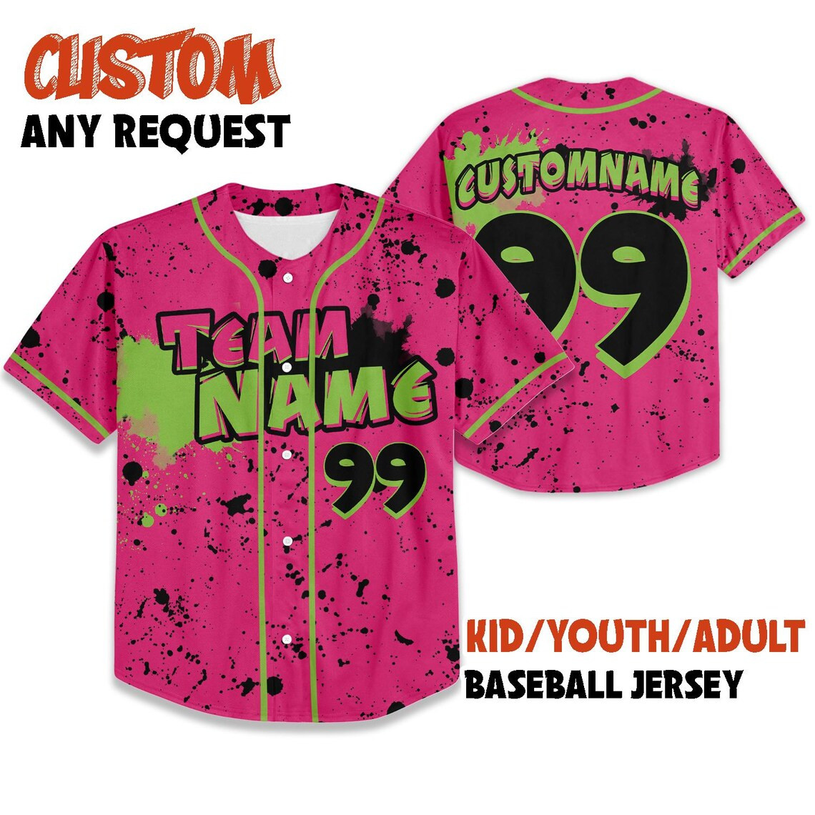 Party Animals Monkey Team Custom Name And Number Baseball Jersey Full Size Kids