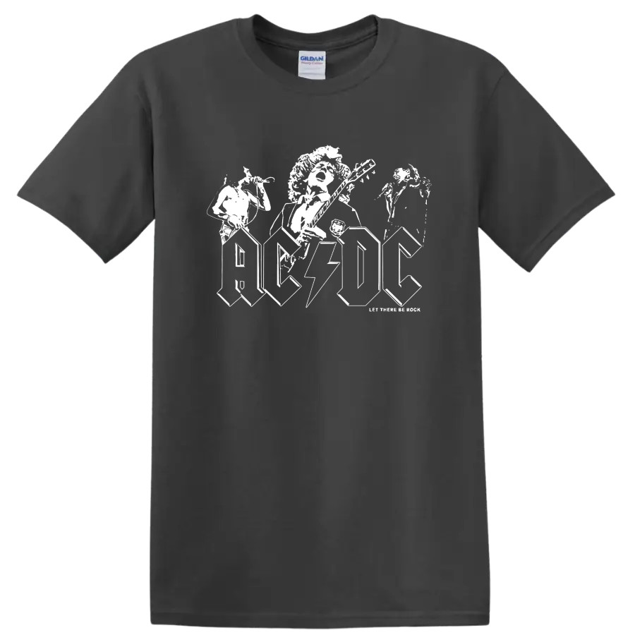 AC DC Rock Band T Shirt Lightning Skull Guitar Concert Tee Vintage Music
