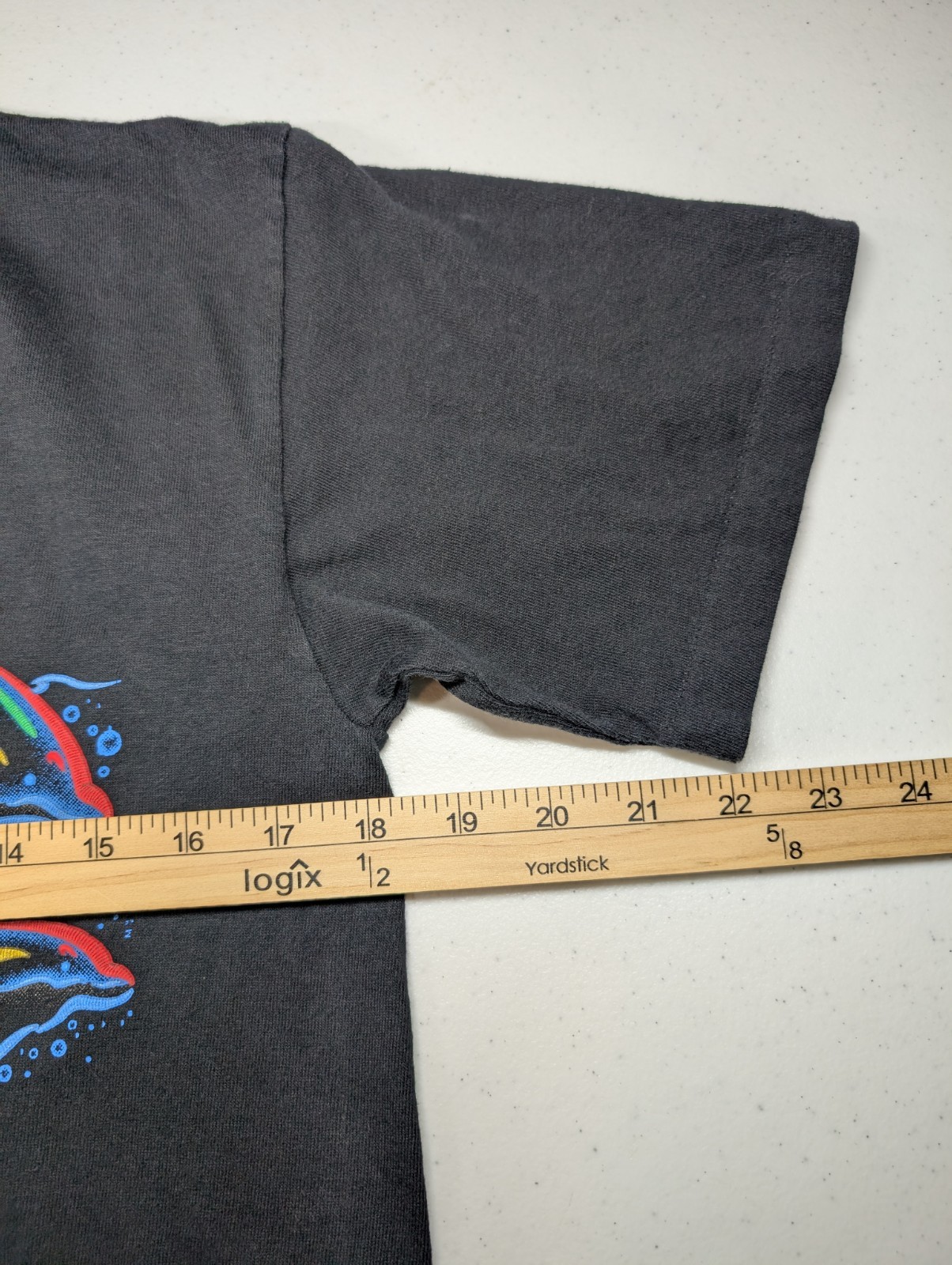 Vintage Florida Dolphins T Shirt Medium Tect Black Neon Water Single Stitch USA