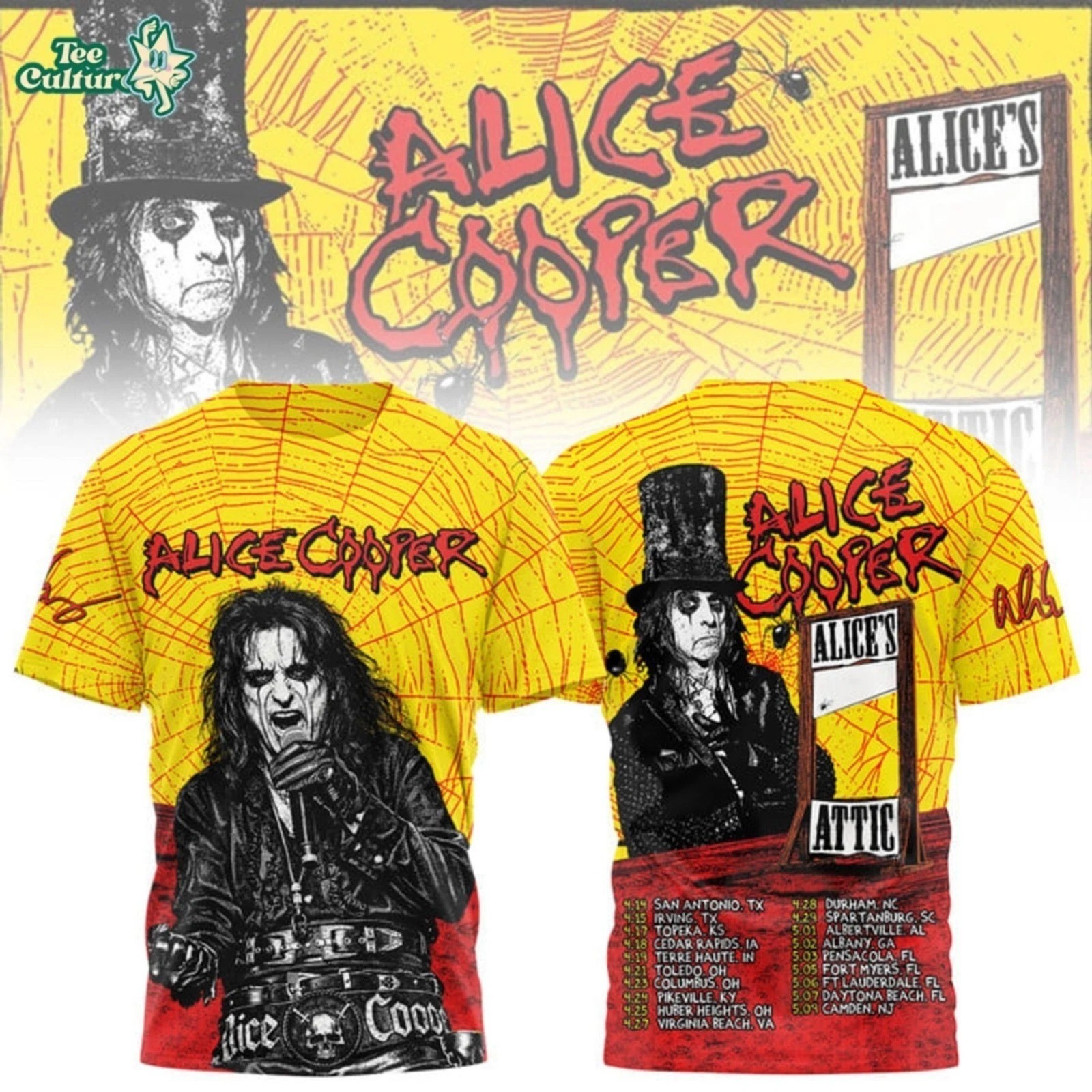 Alice Cooper Alice’s Attic Tour Dates 3D T-Shirt S-5XL PP2857