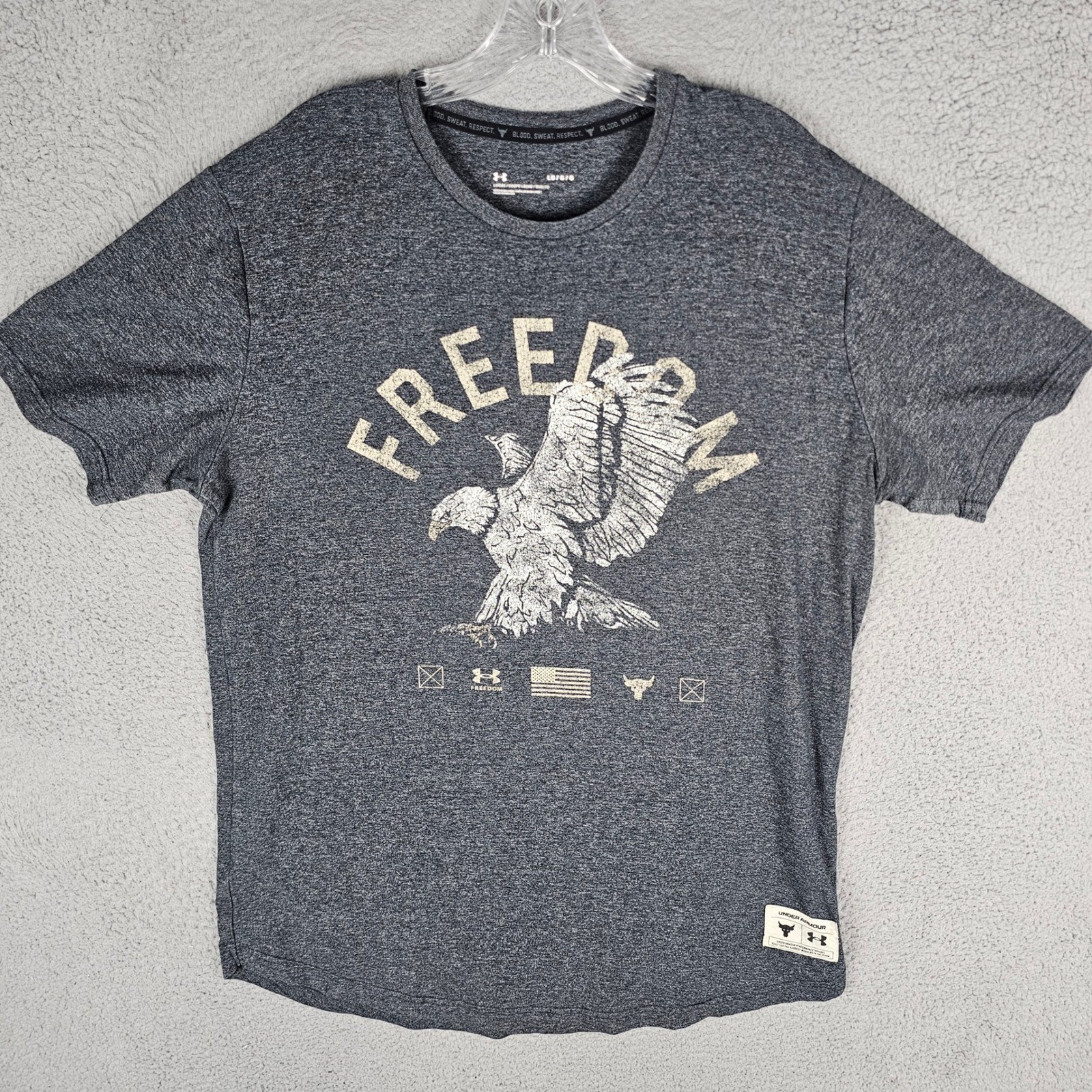 Under Armour T-Shirt Mens L Gray Project Rock Freedom Eagle Graphic 1367100