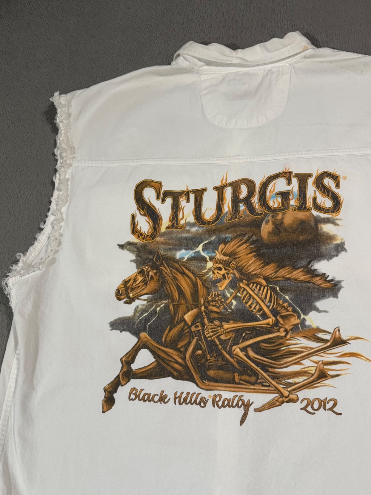 Sturgis Motorcycles Black Hills Rally Vtg 3D Skeleton Horse Tank Top T Shirt 5XL
