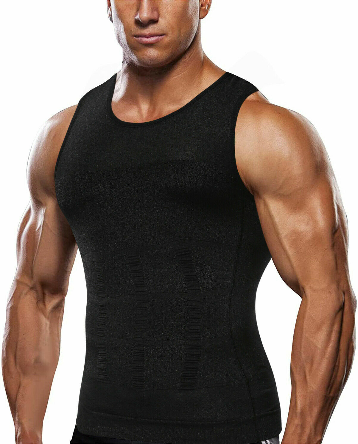 Men Slimming Body Shaper Gynecomastia T-shirt Posture Corrector Vest Compression