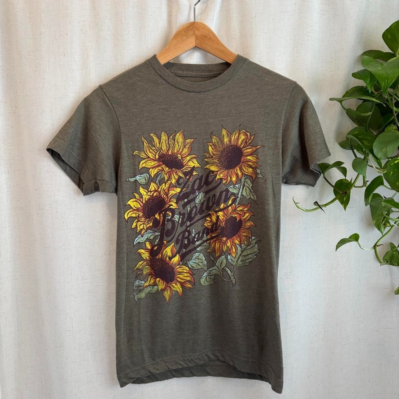 Zac Brown Band Green Sunflower T Shirt Womens XS