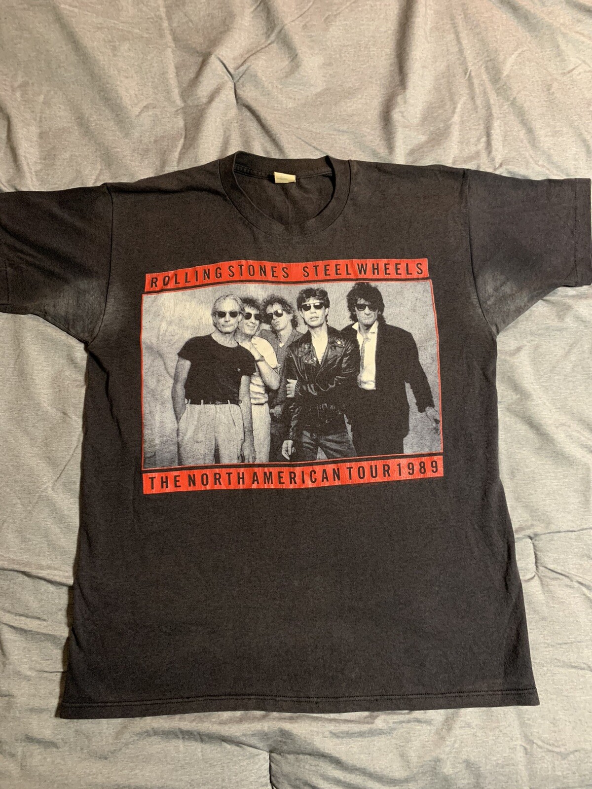VTG Rolling Stones Steel Wheels North American Tour T-Shirt 1989 Rock Tee 80s