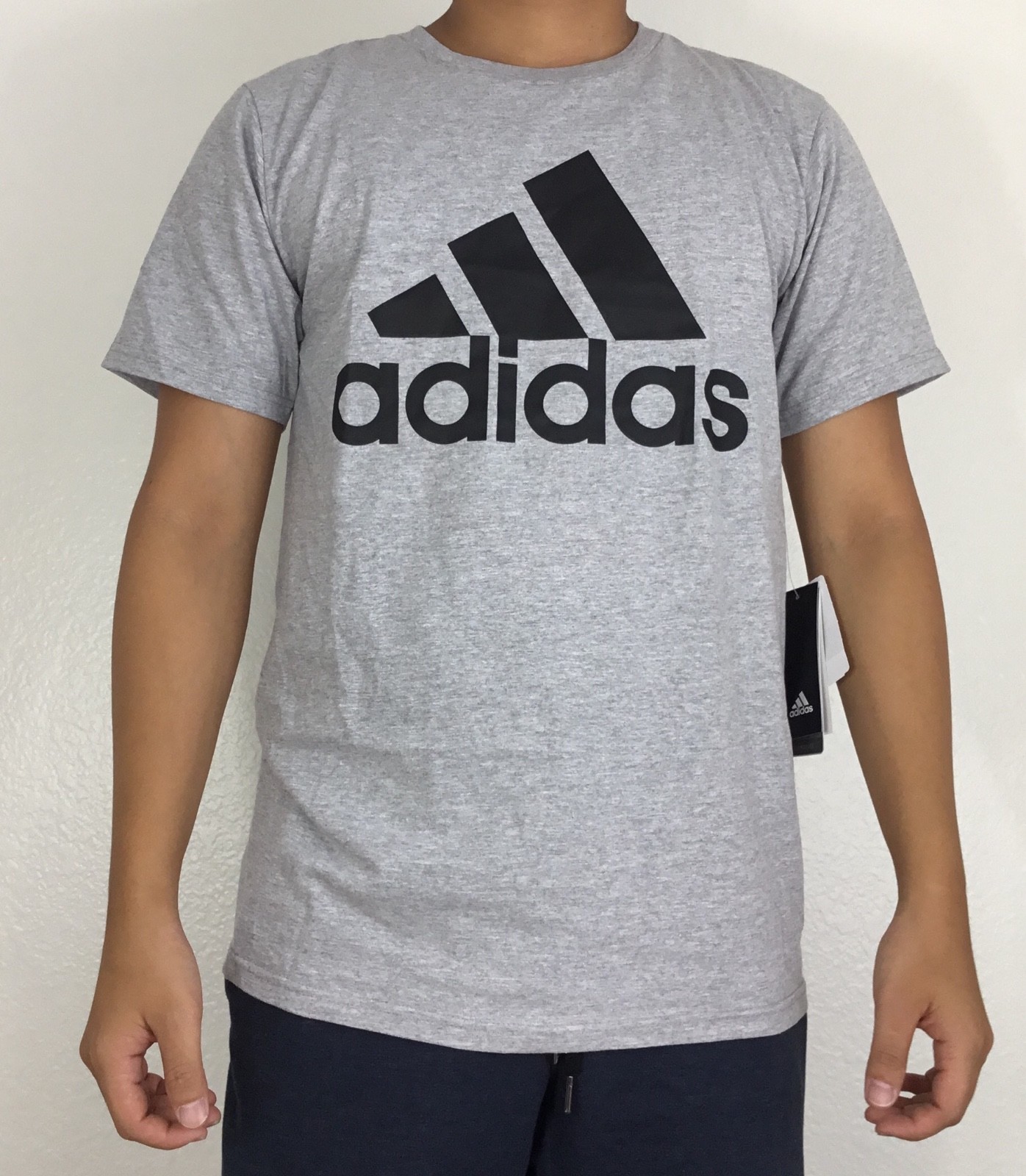 Adidas Men’s Shirt Tee Badge of Sport Fill Card Gray Black CD7937 Size XL