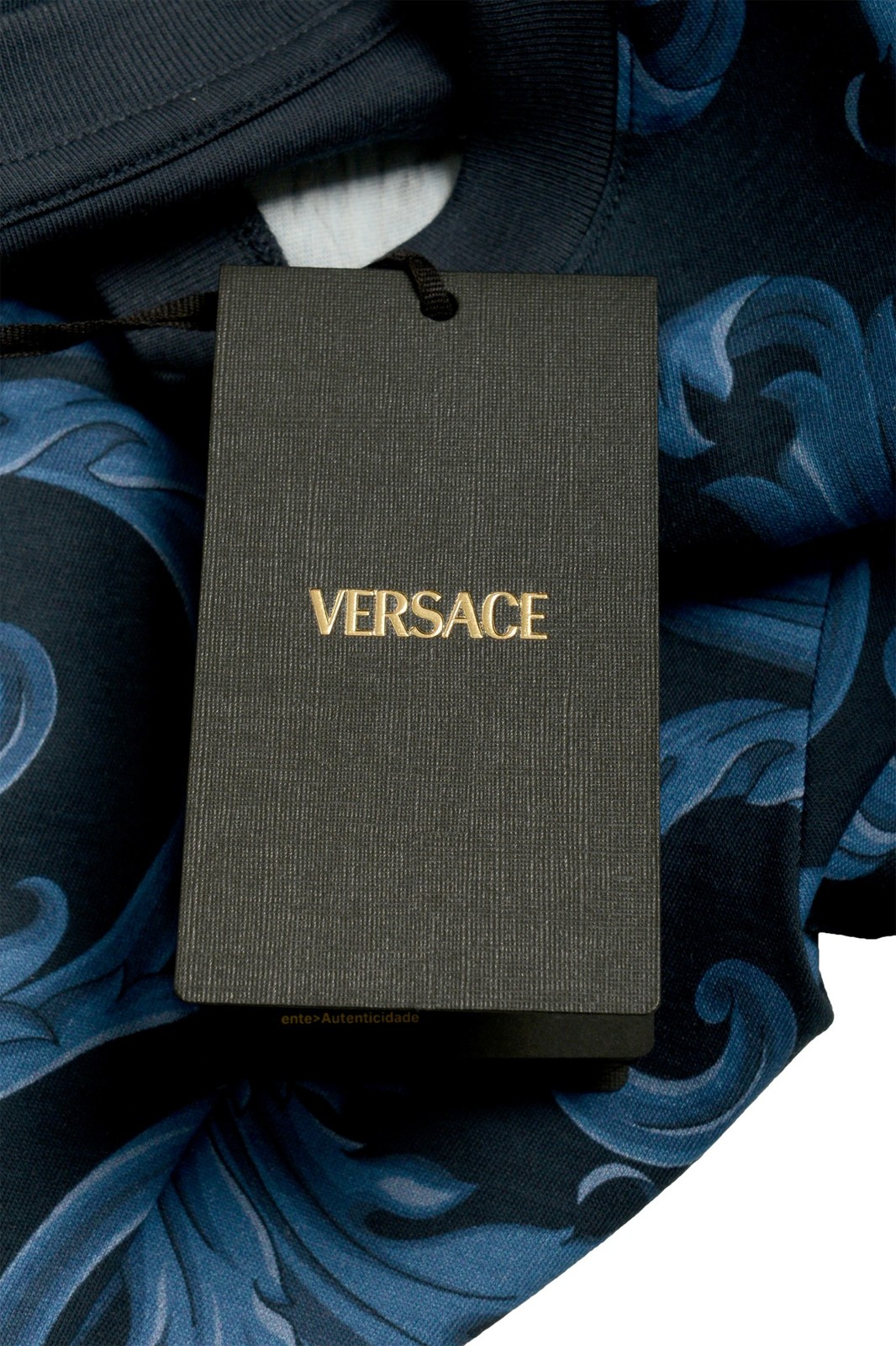 Versace Men’s Navy Blue Barocco Logo Print Short Sleeve T-Shirt US 2XL IT 56