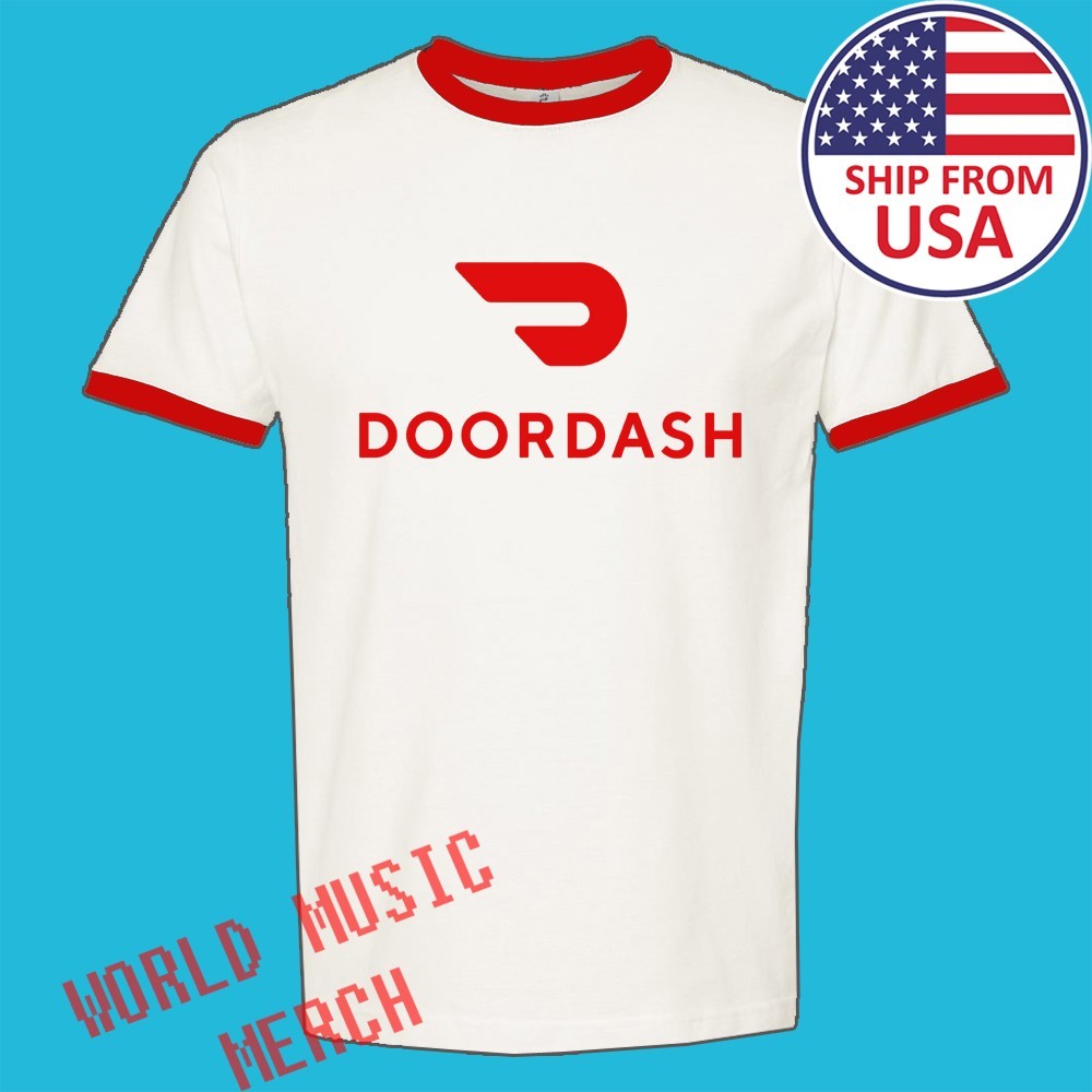 Doordash Food Delivery Men’s Ringer Red Size S to 3XL