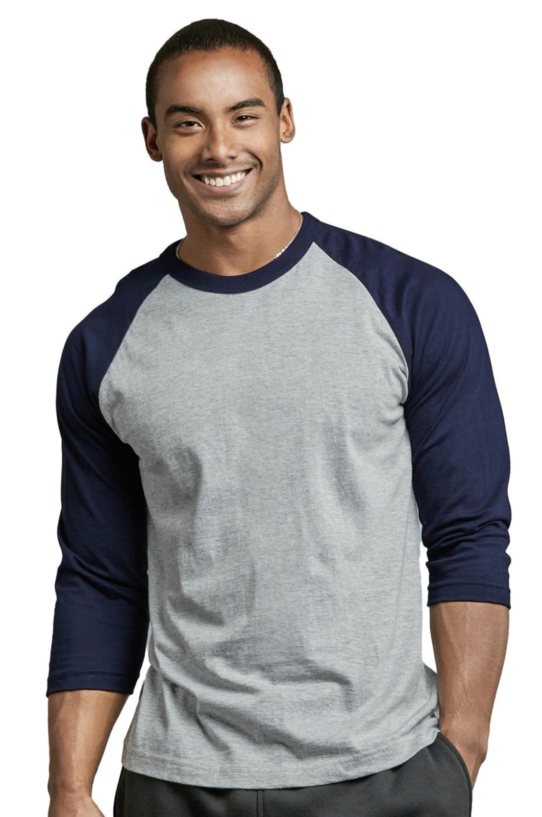 Men’s Baseball T-Shirt Jersey Tee 3/4 Sleeve Premium Cotton Raglan Two Tone