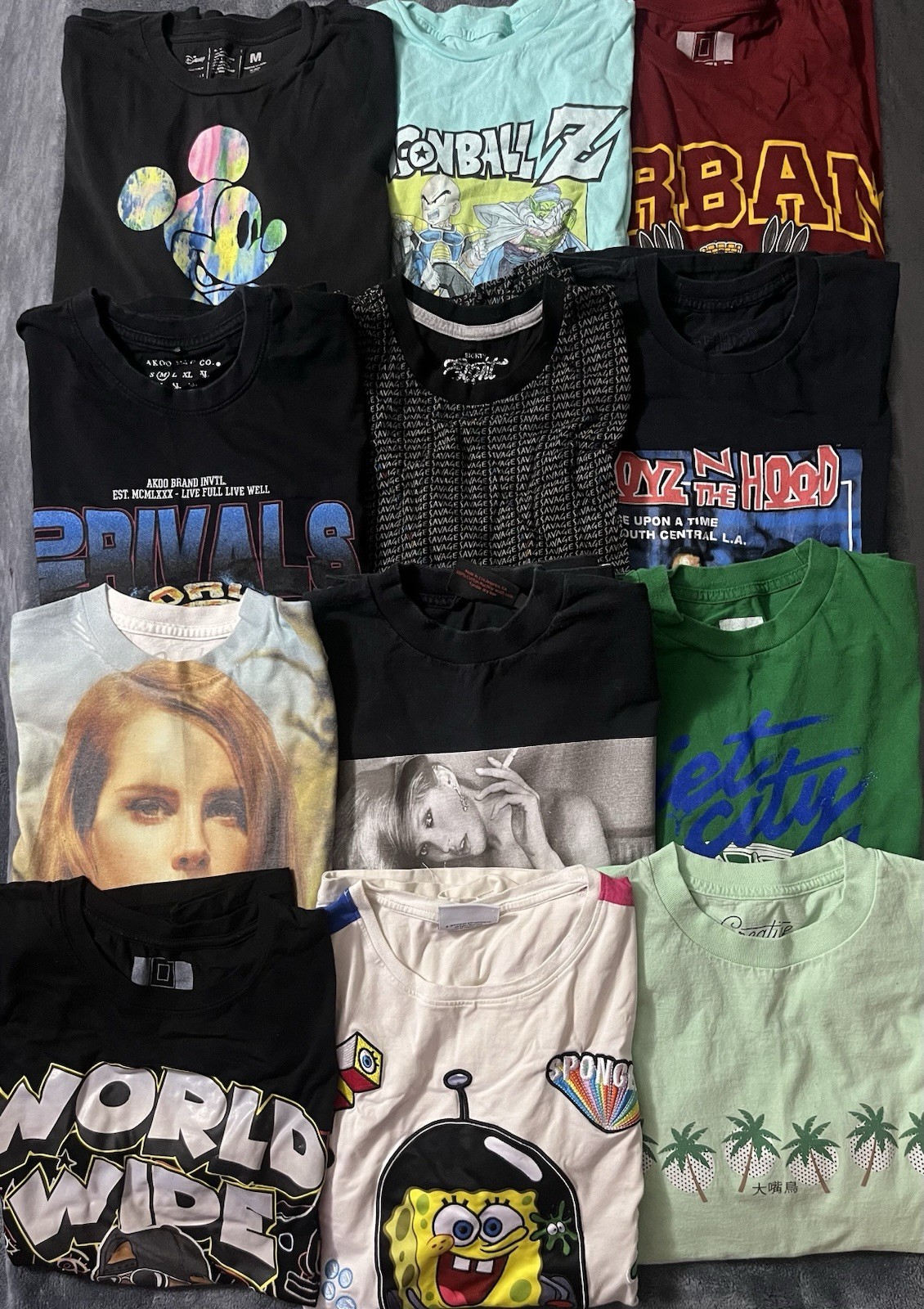 Lot of 12 Men’s Size Medium Graphic T-shirt Cartoon Urban Hiphop
