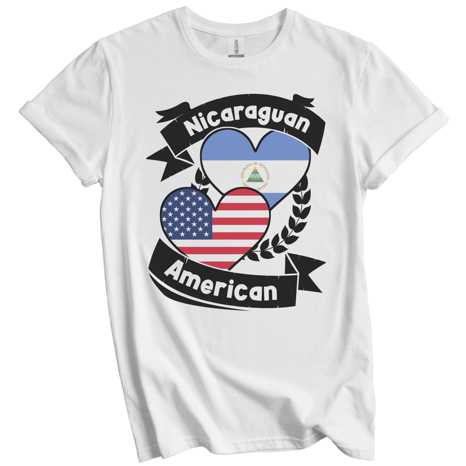 Nicaraguan American Hearts USA Flag Nicaragua Flag T-Shirt