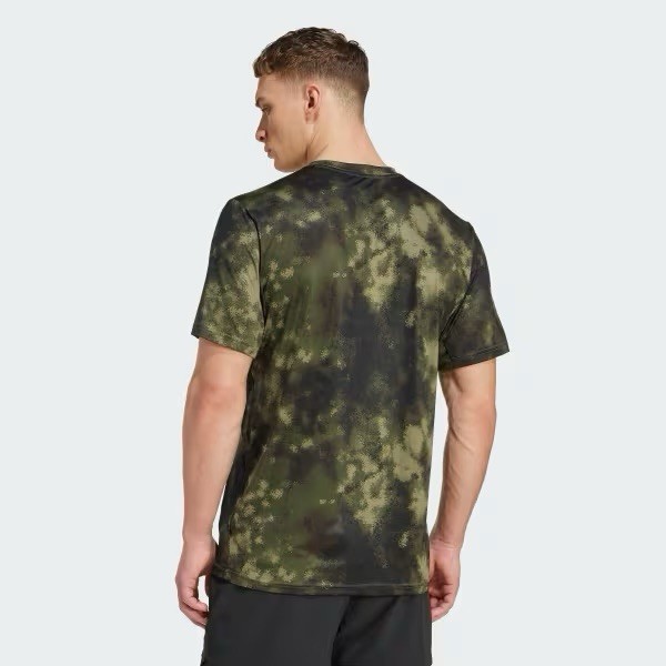 NEW Mens $35 ADIDAS Train Essentials All Over Print Tee JV7234 Olive Strata XXL