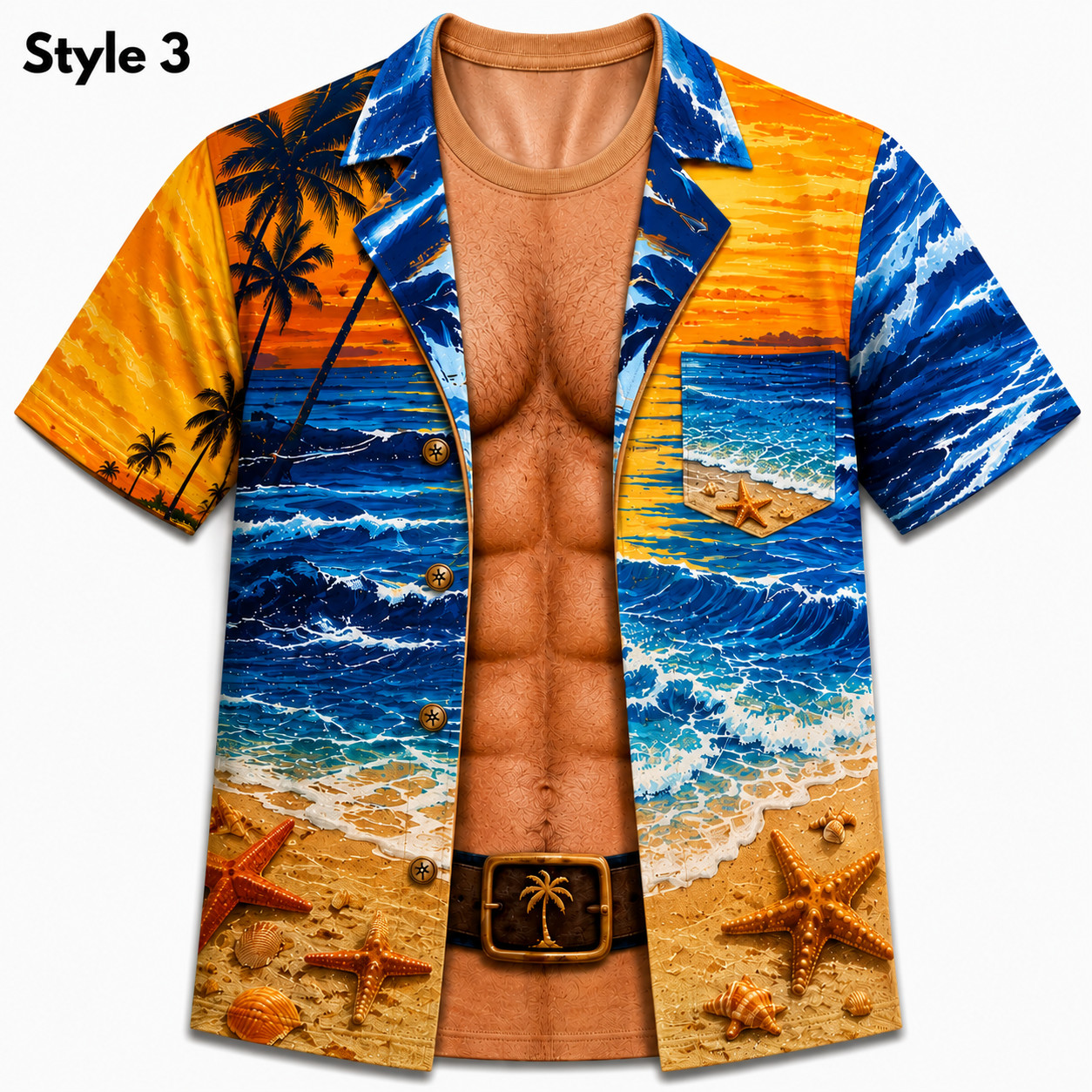 Personalized Funny Hawaiian Shirt, Custom Fake Abs Body All Over Print Polyester