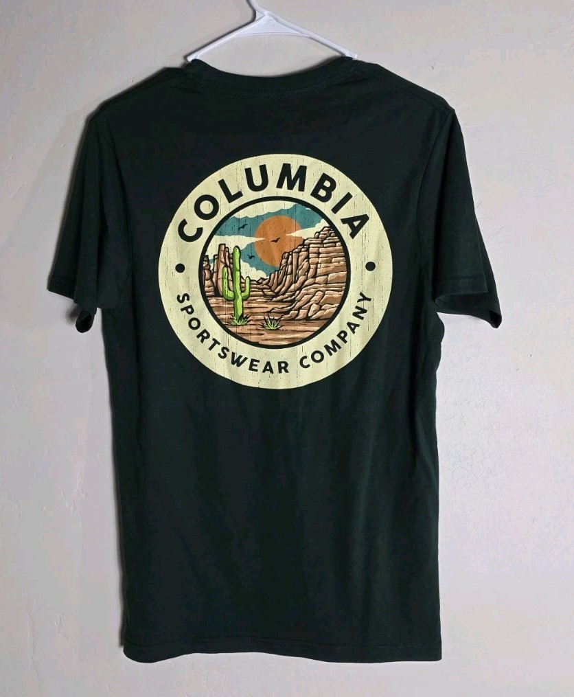 Columbia Men’s Classic Fit Outdoor Arizona Desert Graphic Green T Shirt Small