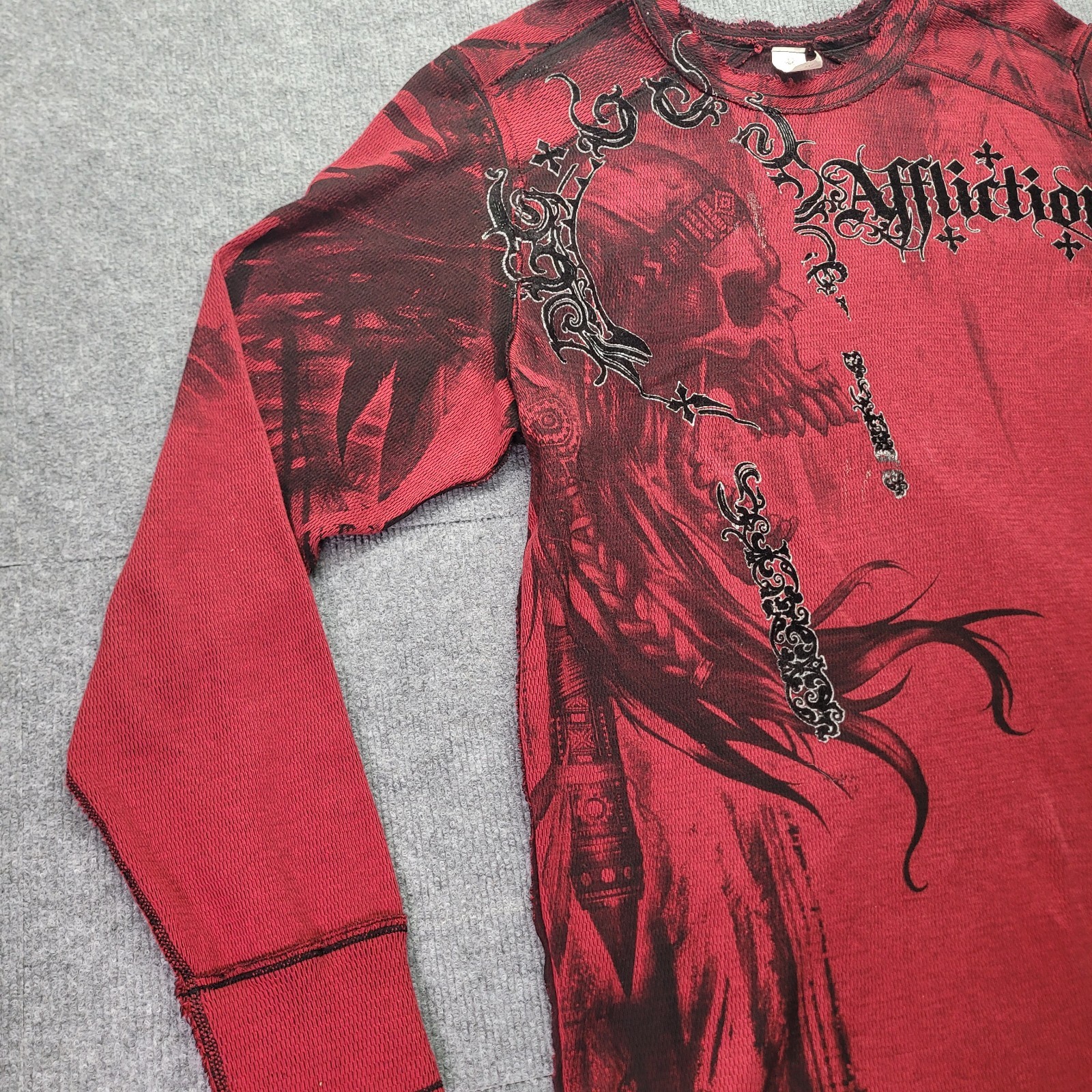 Y2K Affliction Men’s Reversible Thermal Shirt Indian Chief Size 2XL Grunge