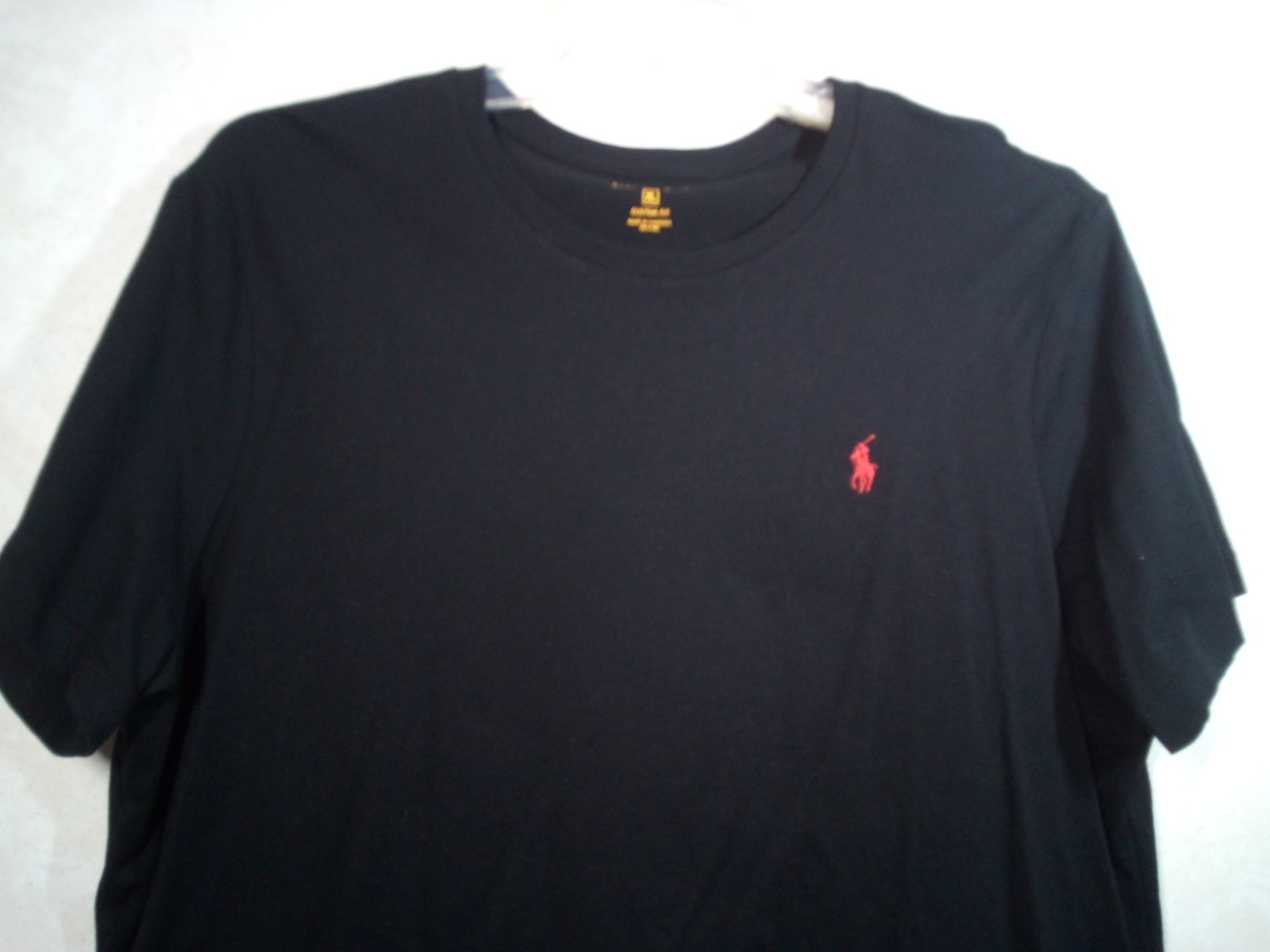 Polo Ralph Lauren T-Shirt Men XL Custom Fit Black Red Pony Crew Short Sleeve