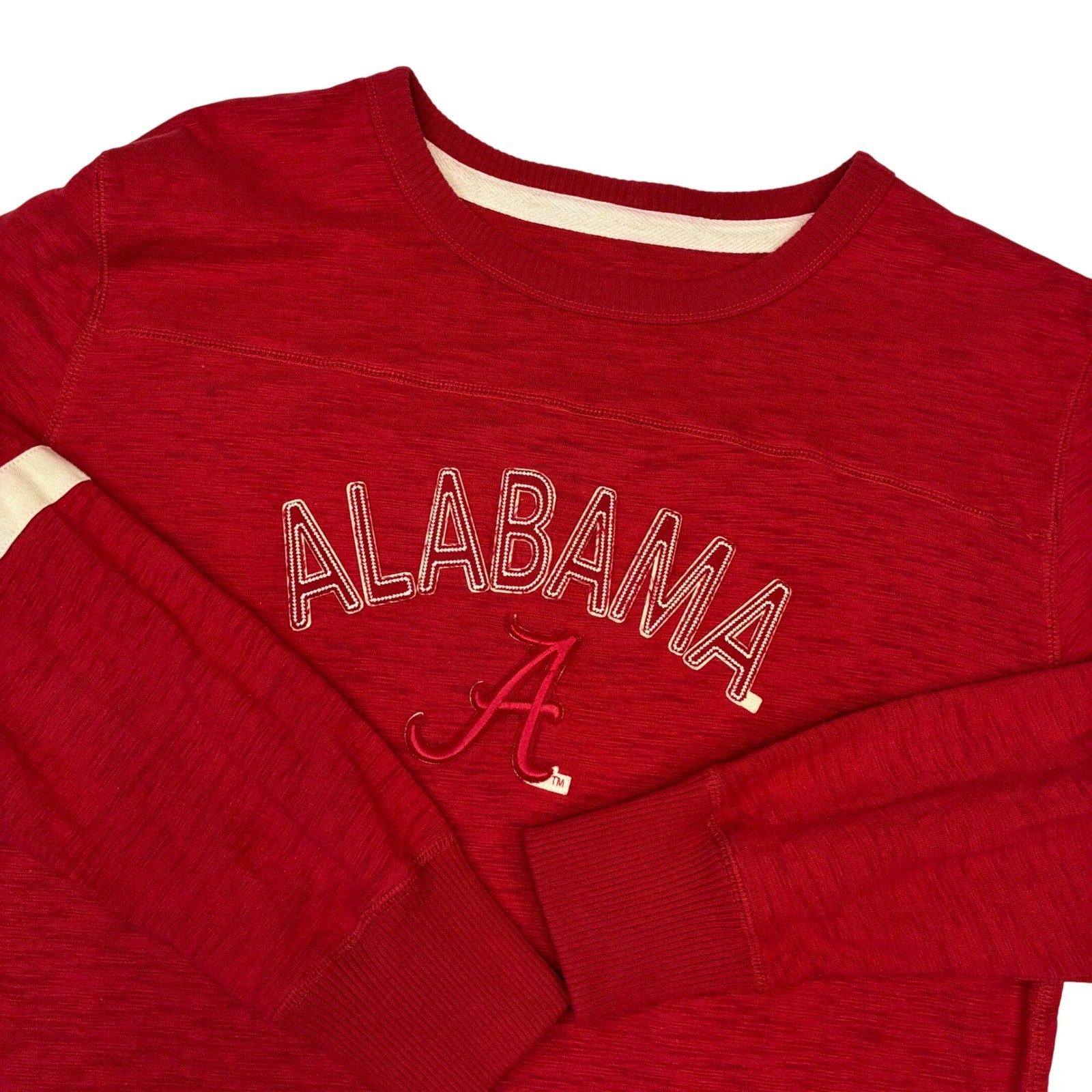 Fanatics Alabama Crimson Tide Long Sleeve Shirt Mens L Red Slub Knit Varsity
