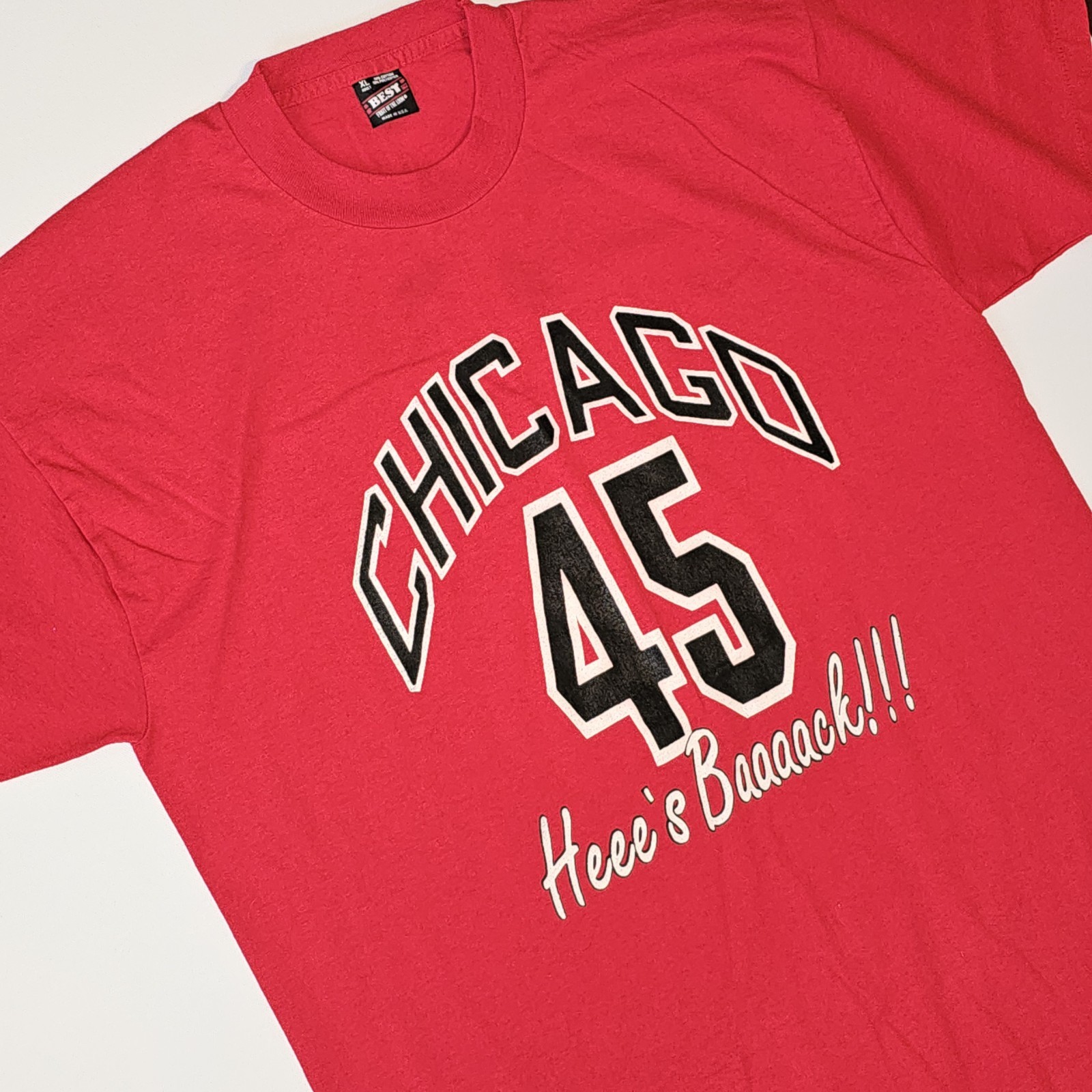 VTG 90s Chicago Bulls Michael Jordan Shirt Men’s X-Large Hes Back 45 Rap Tee