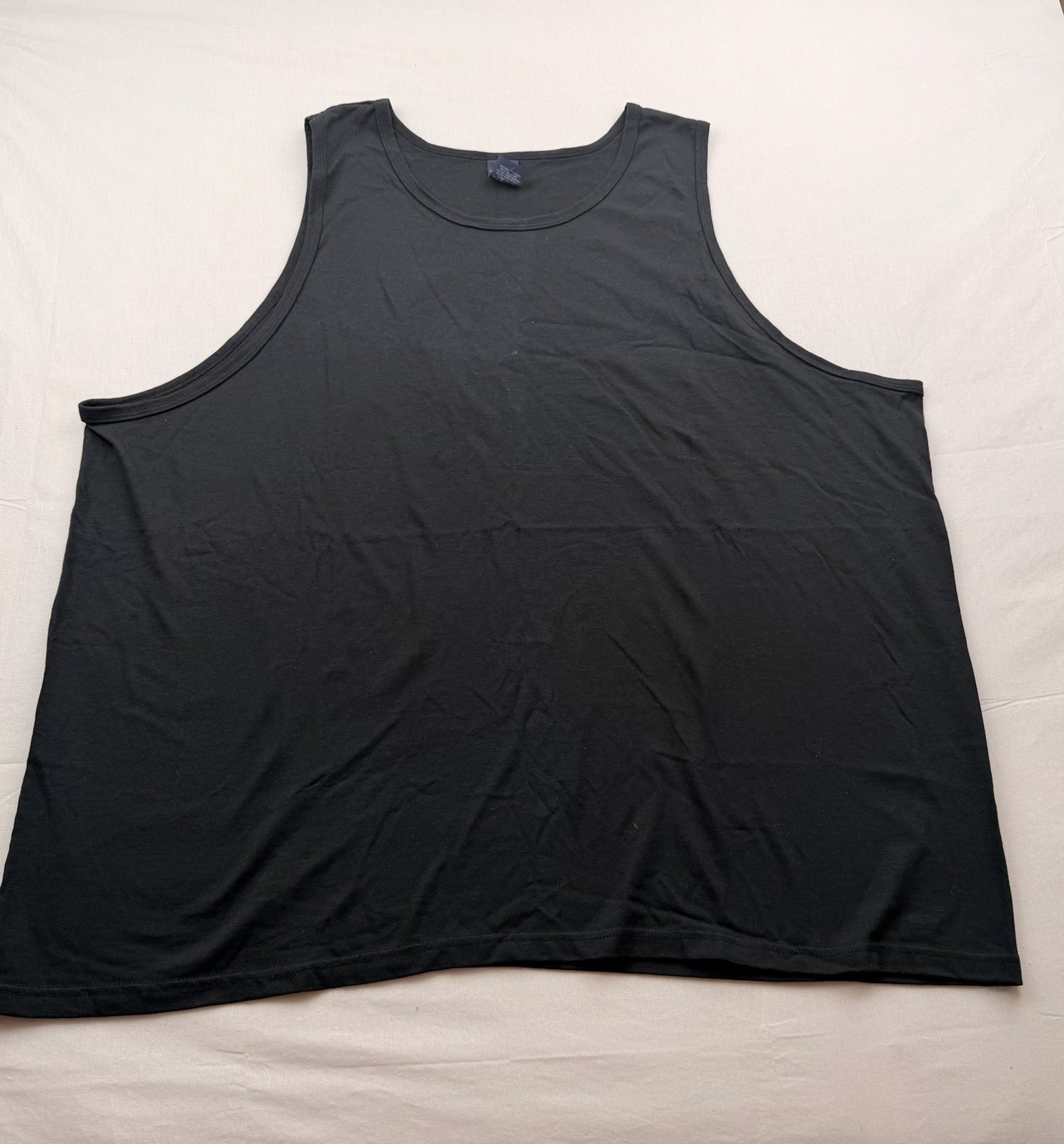 Basic Editions Mens 4XL Black Tank Top Sleeveless 100 Cotton Big Tall Casual Tee