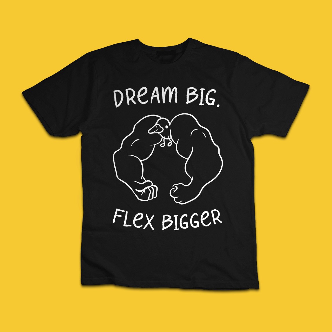 Dream Big Flex Bigger T-Shirt Funny Gym Workout Bodybuilding Tee