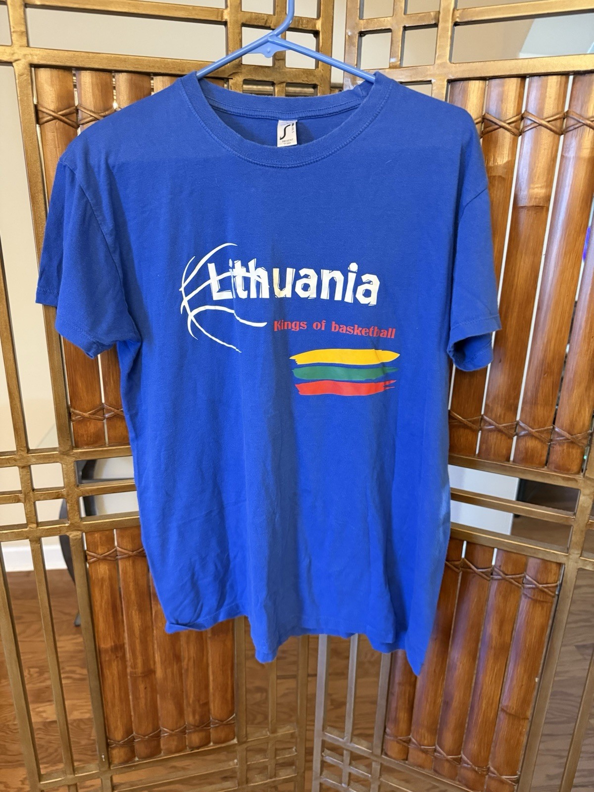 Lithuania Kings of Basketball Shirt Sz L Blue SOL’S Regent Euro FIBA Style Tee