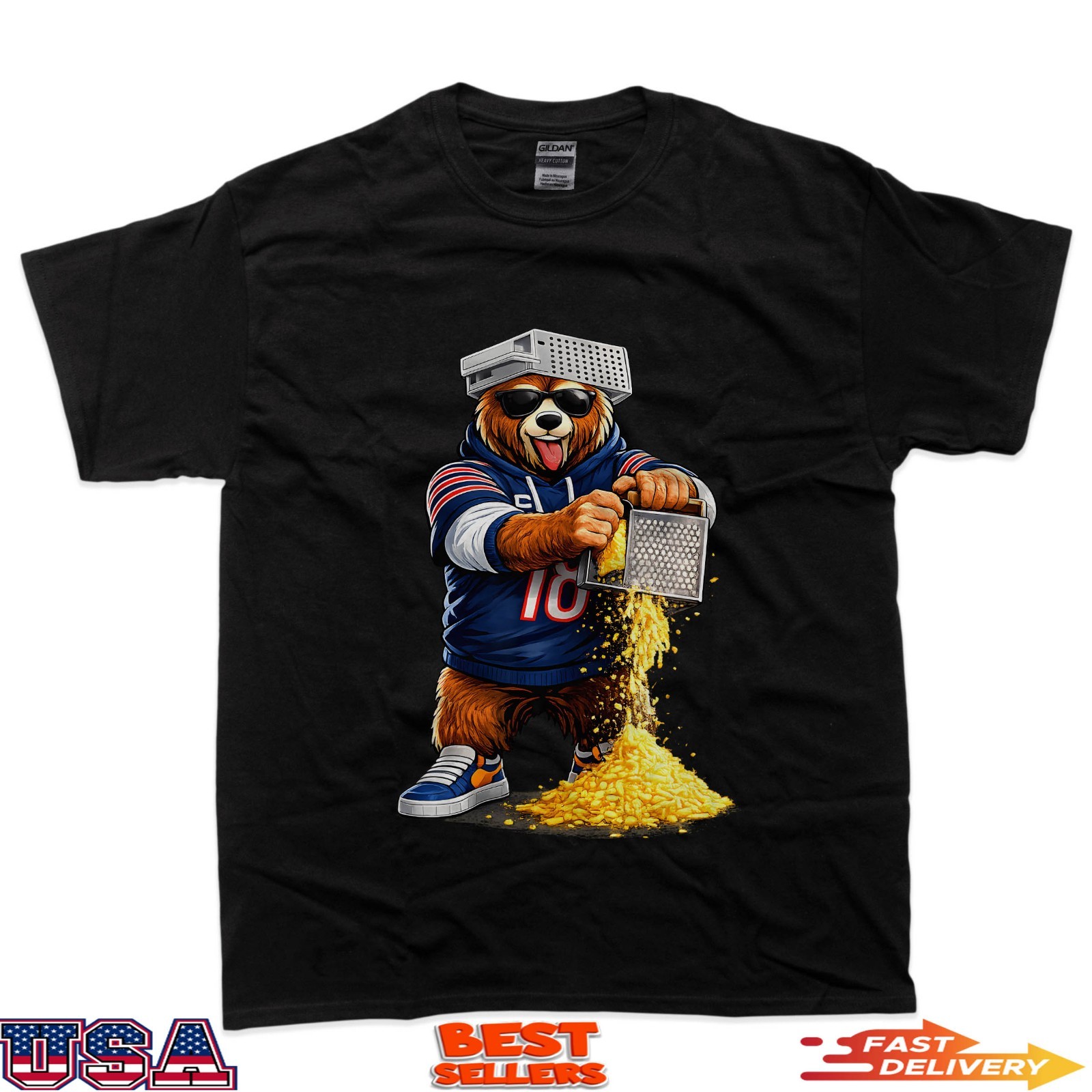 Bear With Cheese Grater Hat And Sunglasses T-Shirt
