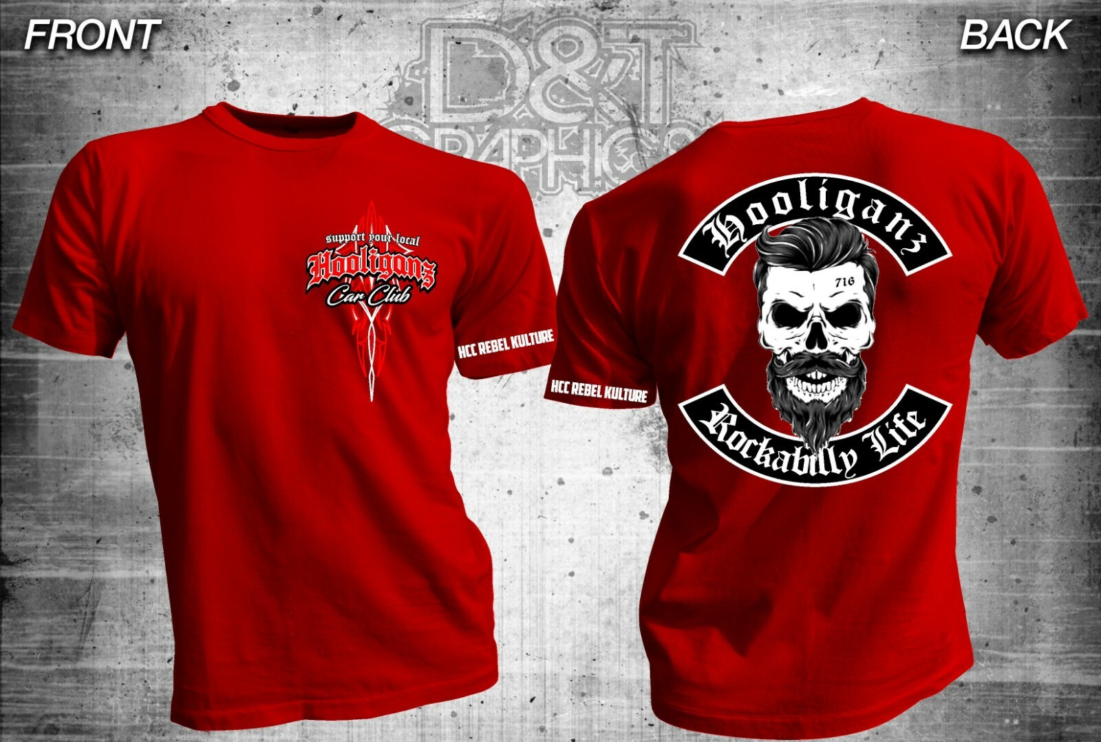 HOOLIGANZ TEE SHIRT HOT ROD ROCKABILLY LIFE STYLE REBEL SUPPORT TEE