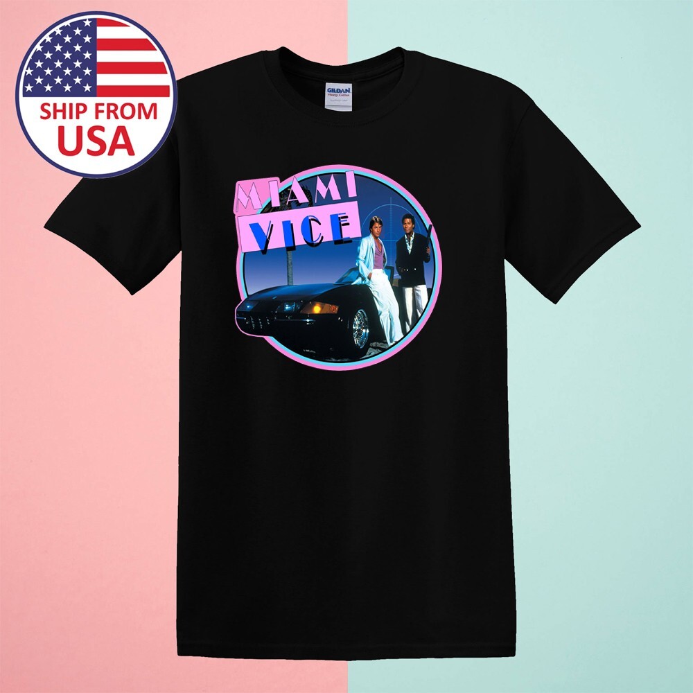 Miami Vice Retro TV Show Men’s Black Size S-5XL