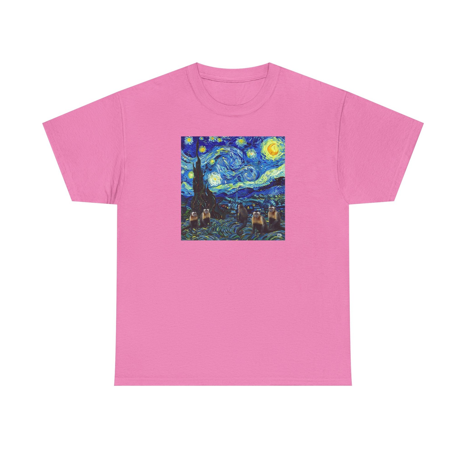 Vincent Van Gogh, Starry Night Capuchin Monkeys Tee, Cute Animal Art Shirt