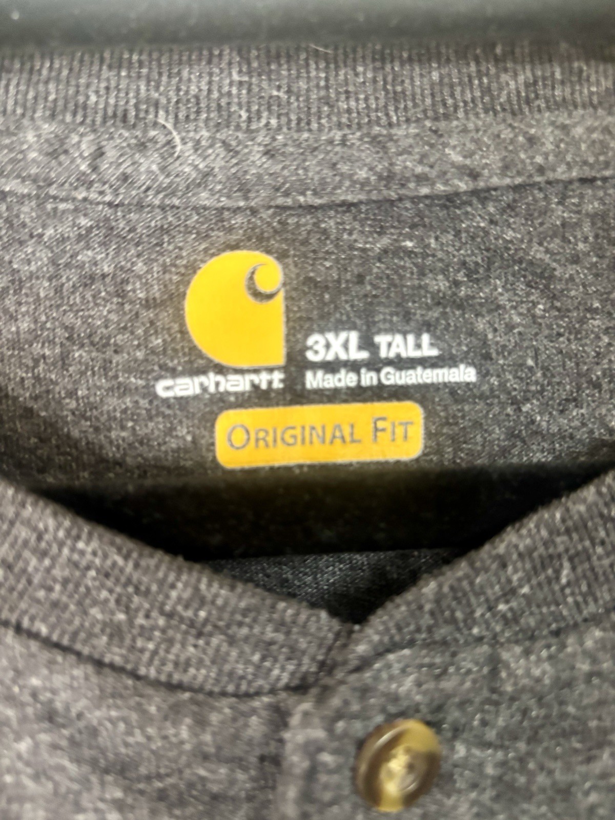 Carhartt Gray Solid Henley T-Shirt Short Sleeve Original Fit Men’s 3XL Tall