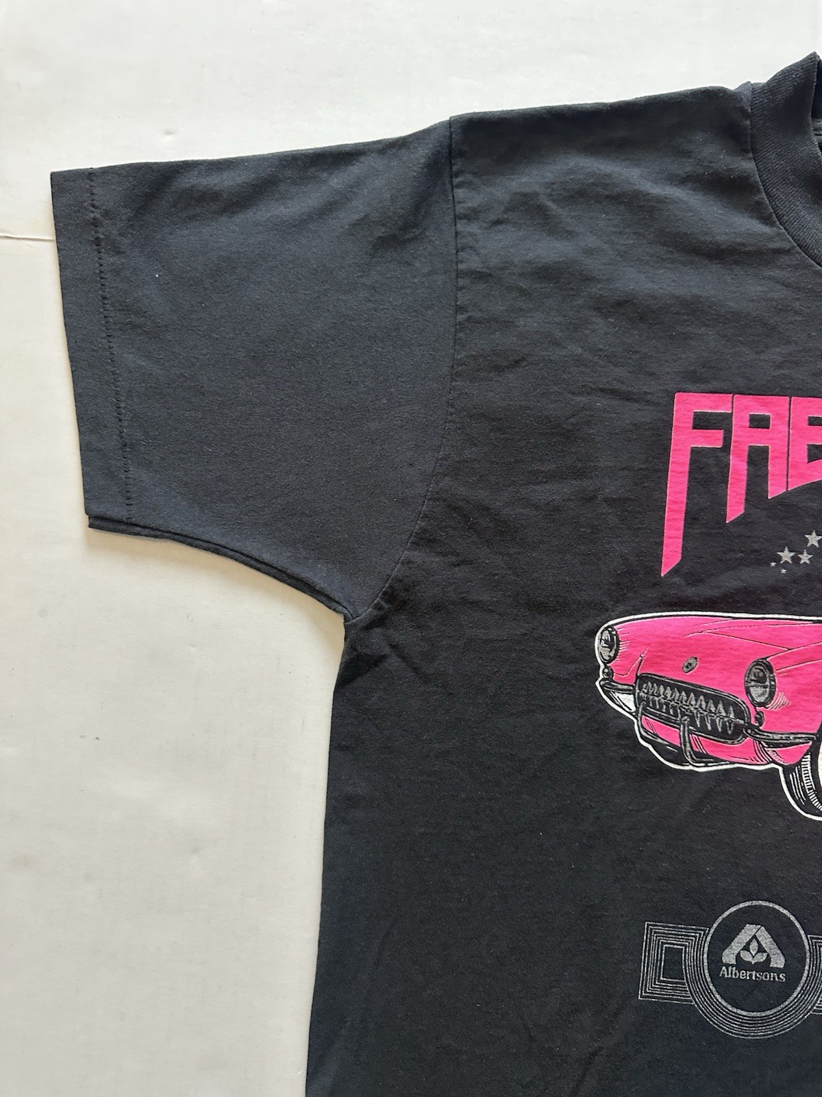 Vtg Fabulous 50’s Pink Corvette Spokane Albertsons Single Stitch Tee Sz XL USA.