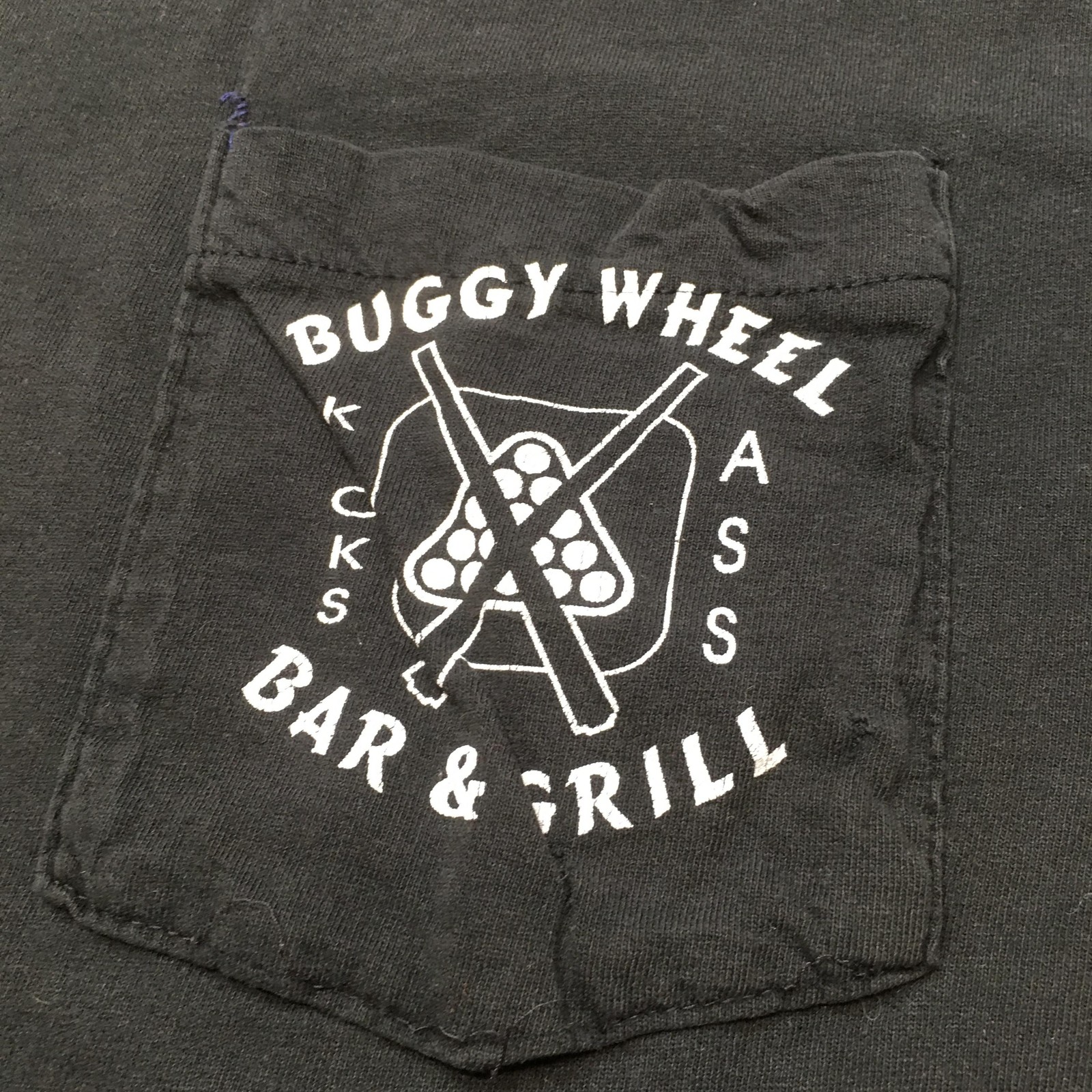 Vintage Single Stitch T-shirt Mens Medim Black Made in USA Pocket Distressed 90s