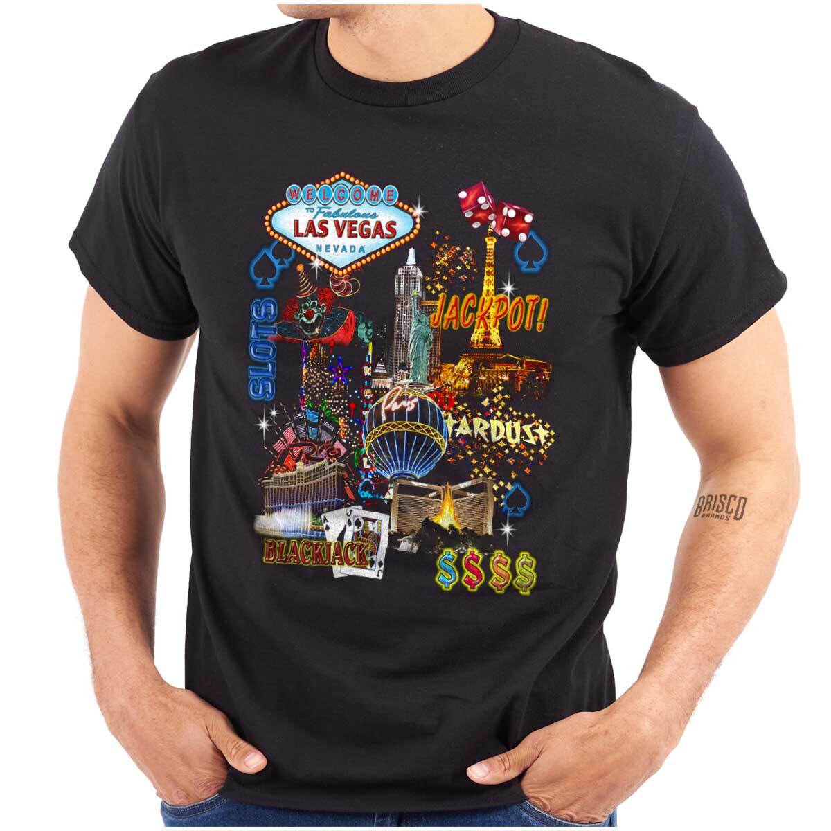 Las Vegas Strip Nevada Blackjack Jackpot Womens or Mens Crewneck T Shirt Tee