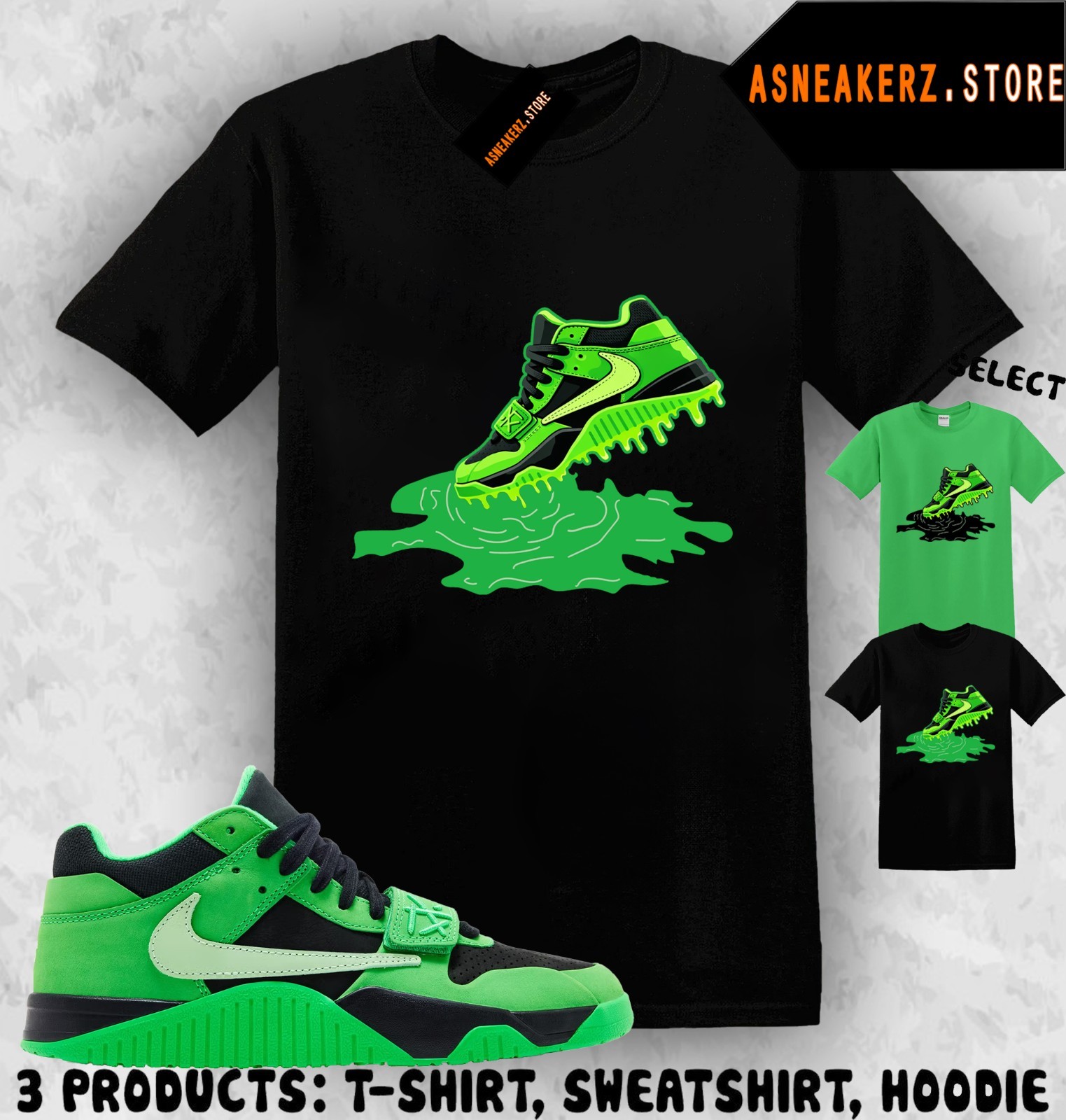Shirt Matching Travis Scott Jumpman Jack Green Spark Match Sneaker Shoe Dripping