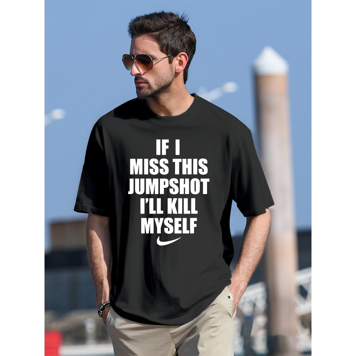 If I Miss This Jumpshot I’ll Blame Myself T-Shirt Funny Basketball Fun Sport Tee