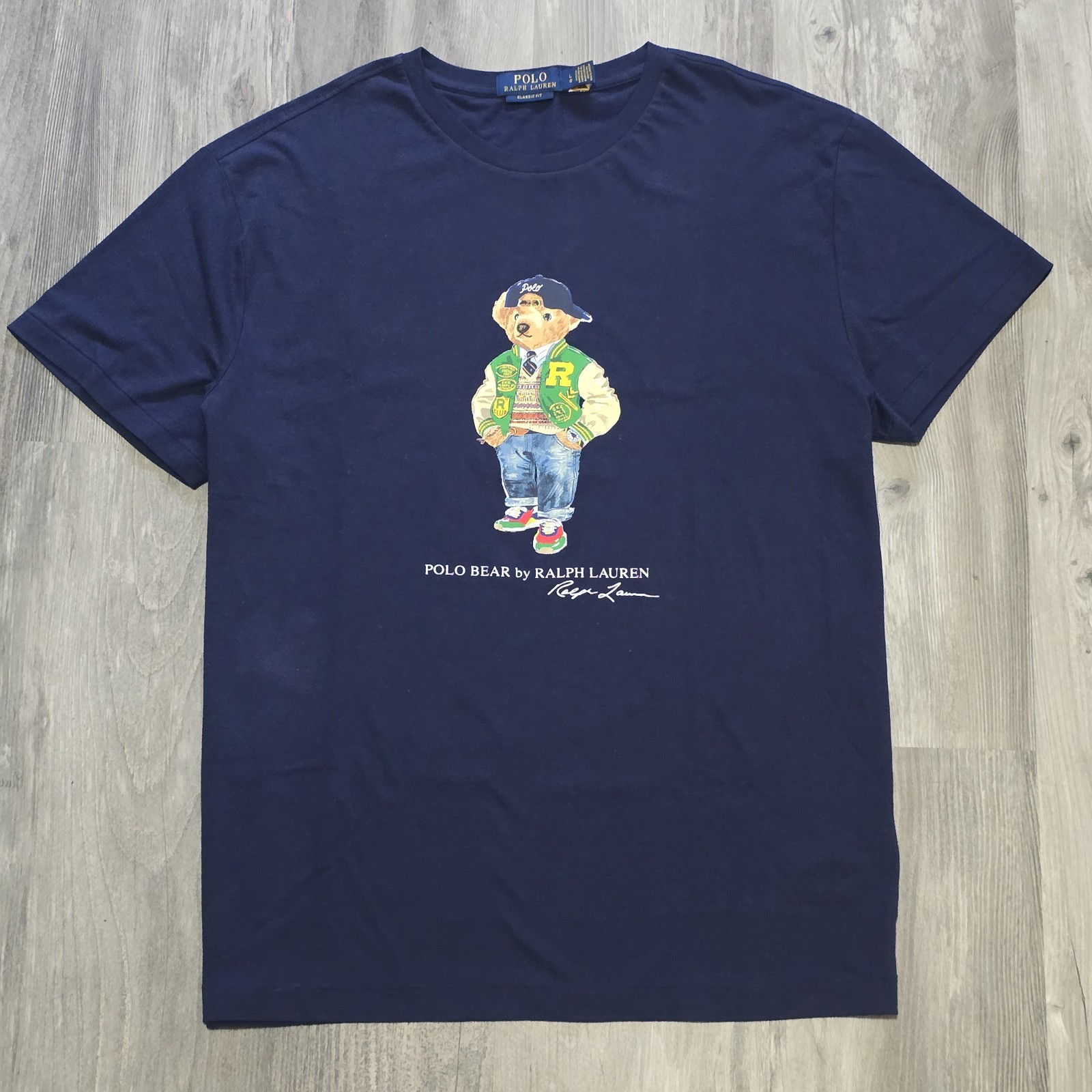 Polo Ralph Lauren Classic Fit Polo Bear Varsity Jersey T-Shirt Navy Short Sleeve