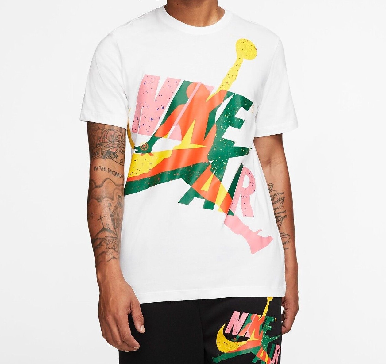 Nike Jordan Jumpman Classics Men’s T-Shirt White/Total Orange/Rush Blue BNWT
