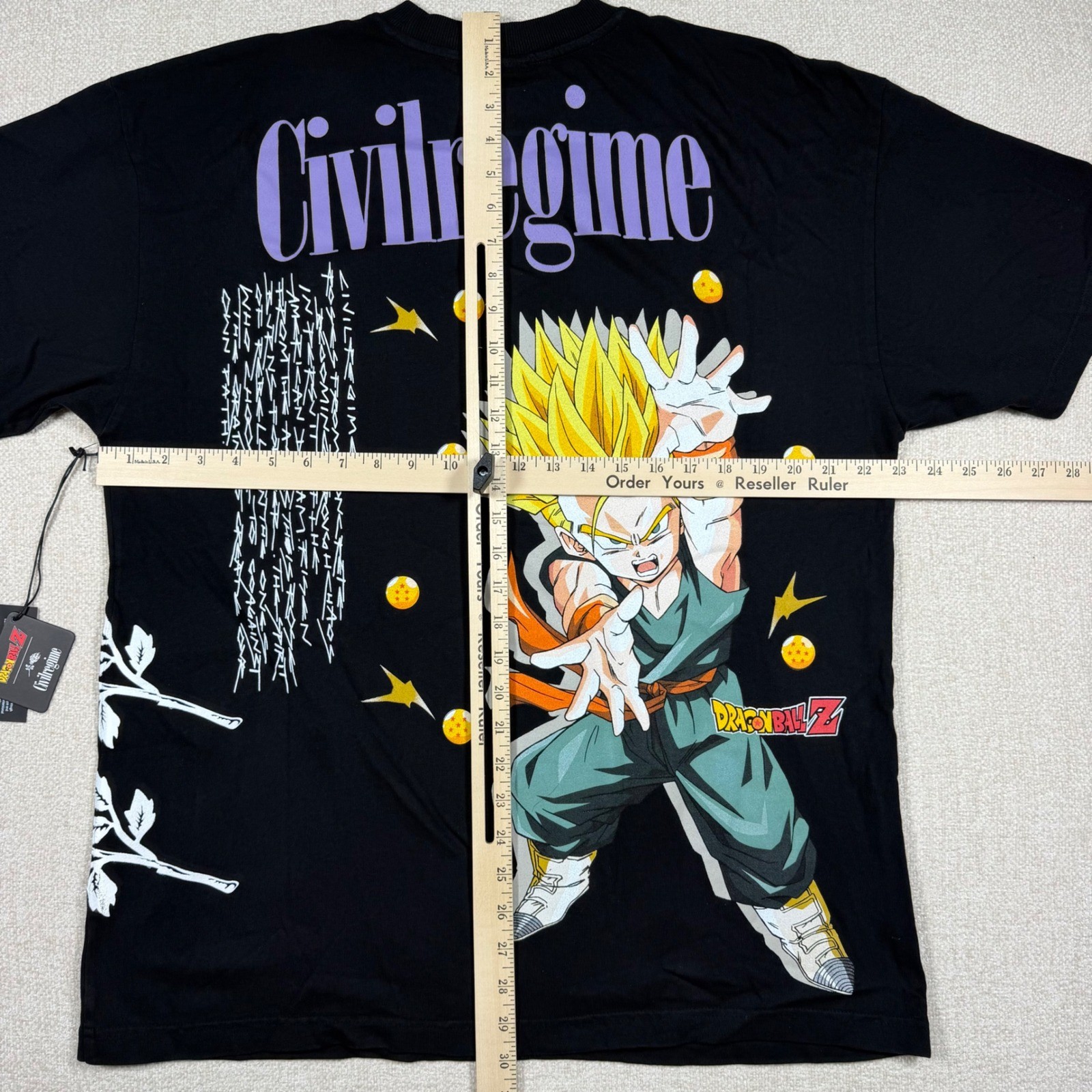 Civil Regime x Dragon Ball Z Trunks Oversized Graphic Tee Black Large Brand New